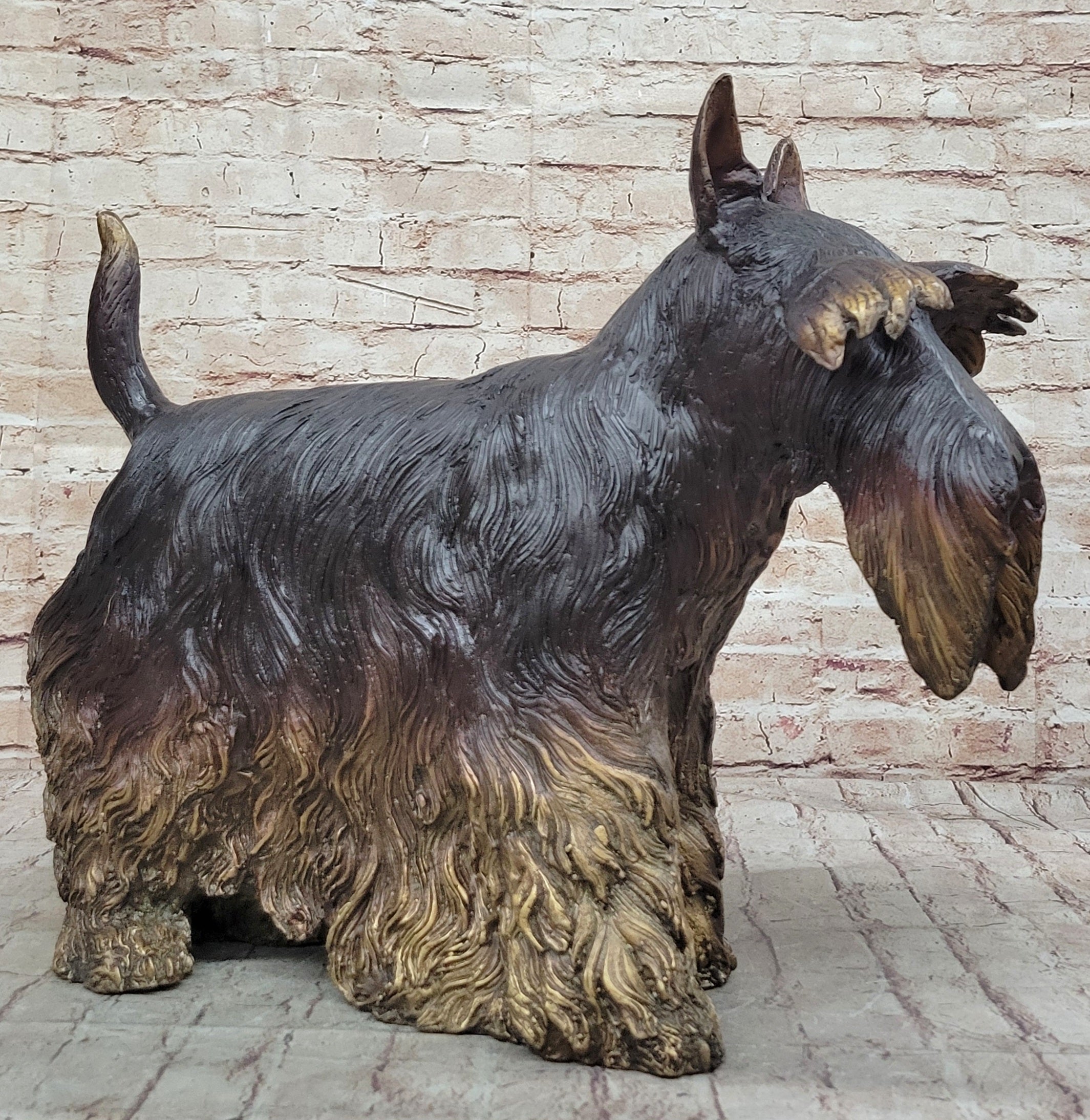 Scottish Terrier Dog Bronze Metal Sculpture Statue Figure Figurine Handmade Art 16" x 20"