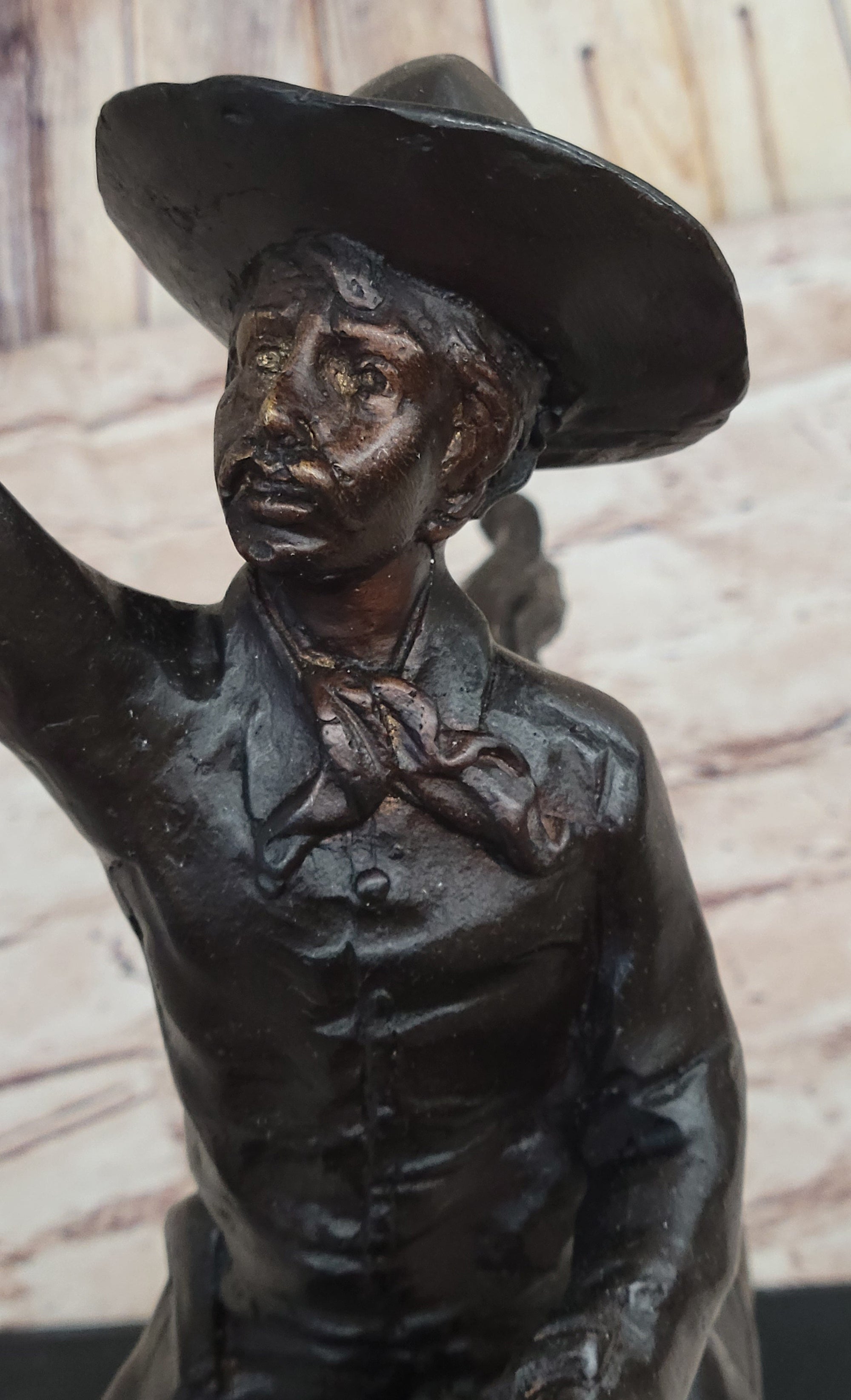 Will Rogers Cowboy on Horseback Bronze Sculpture Statue Figure Russell Western 16" x 17"