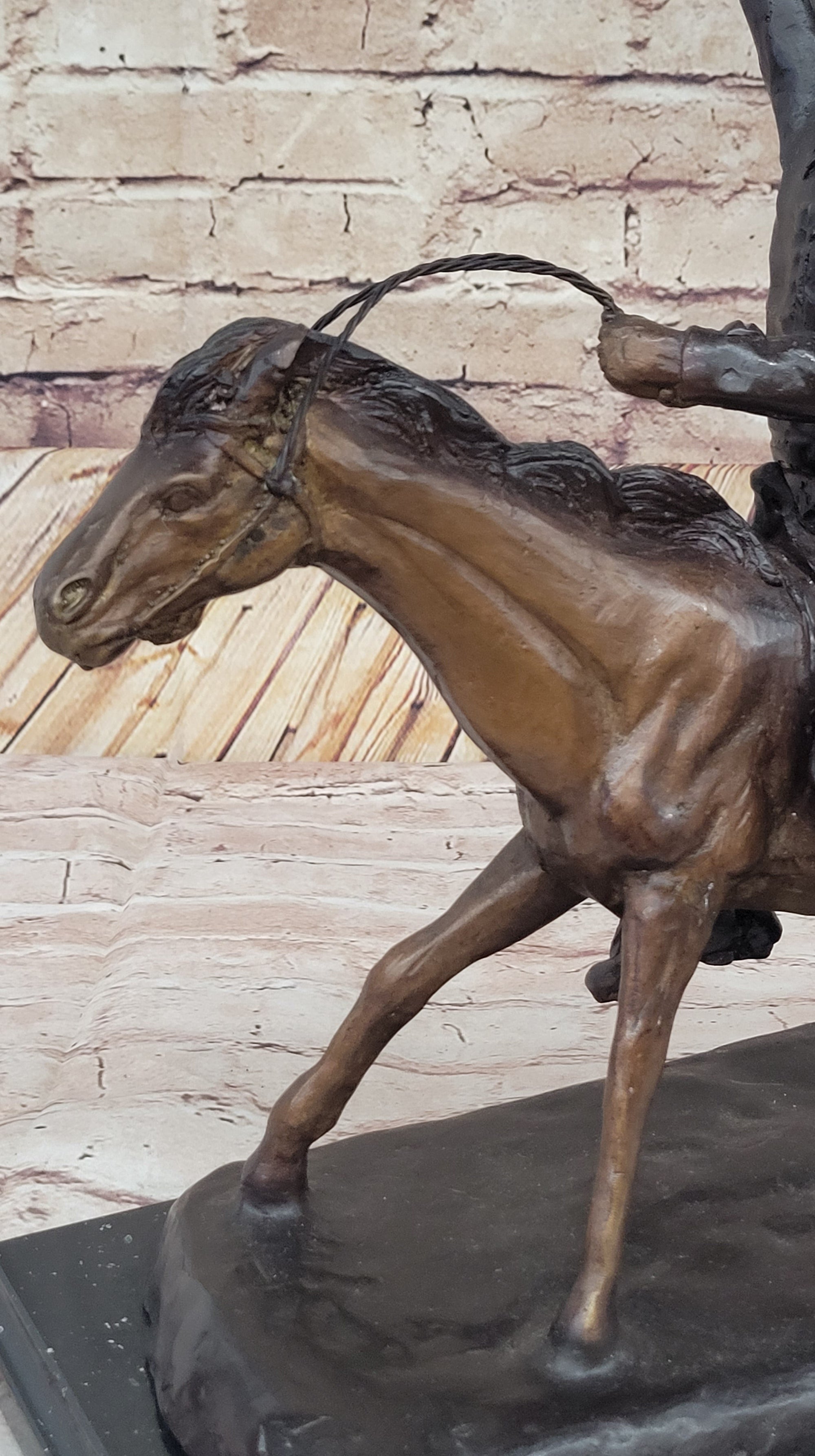Will Rogers Cowboy on Horseback Bronze Sculpture Statue Figure Russell Western 16" x 17"
