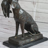Hunting Dog Retriever w/ Rabbit in Mouth Bronze Statue Sculpture Figure 16" x 16"