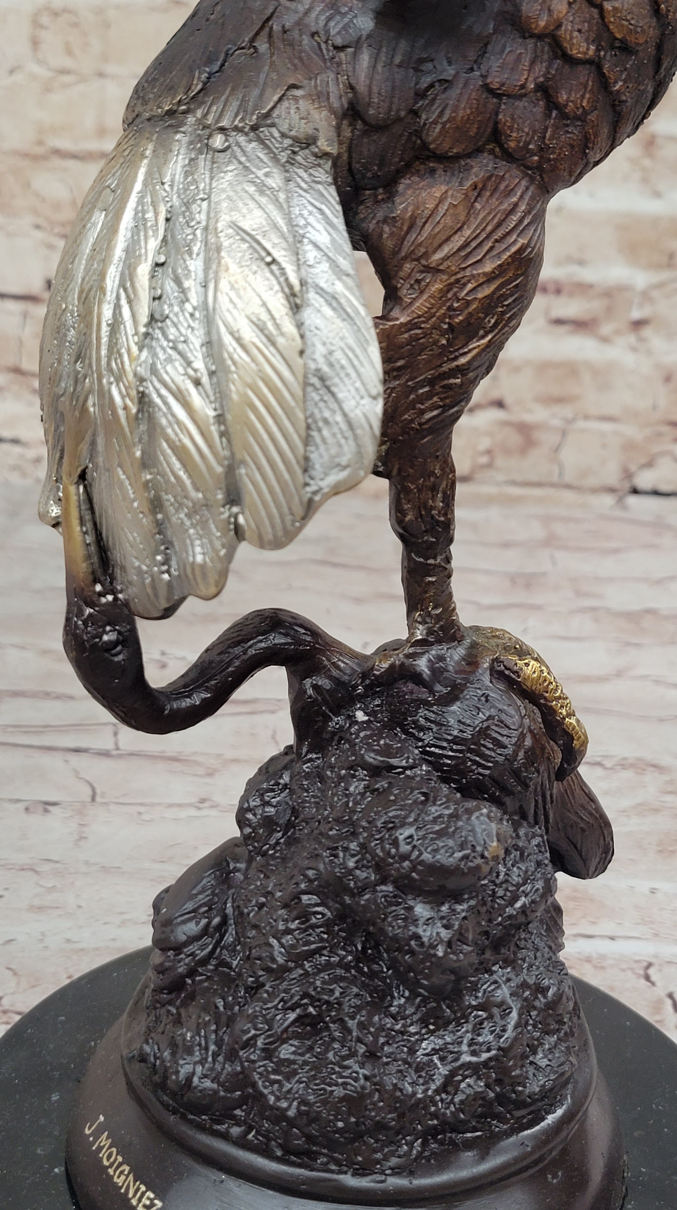 American Bald Eagle Bronze Statue Sculpture Figure by Moigniez 22" x 17"