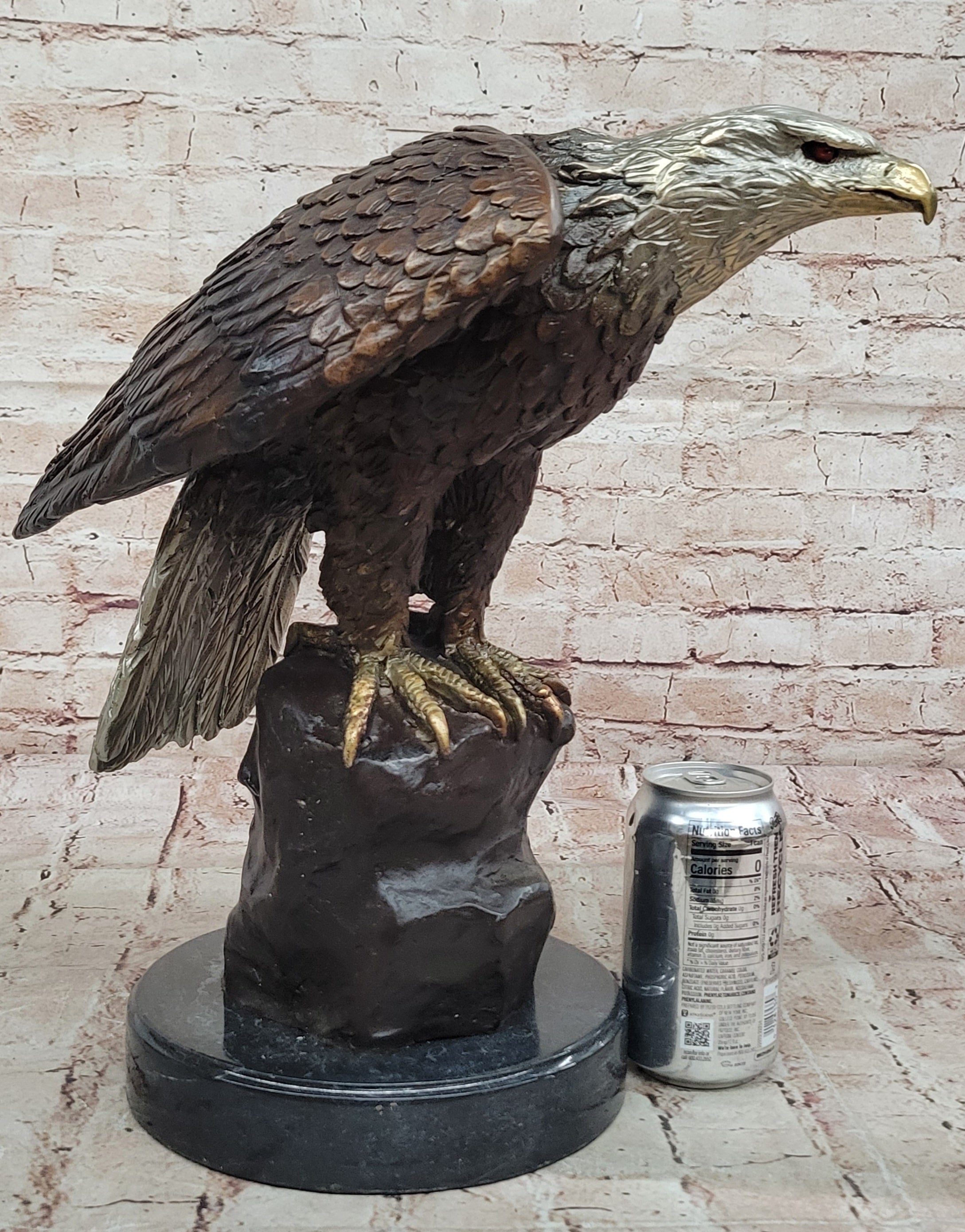 Detailed Bronze Bald Eagle Sculpture; Moigniez Signature Bird Piece