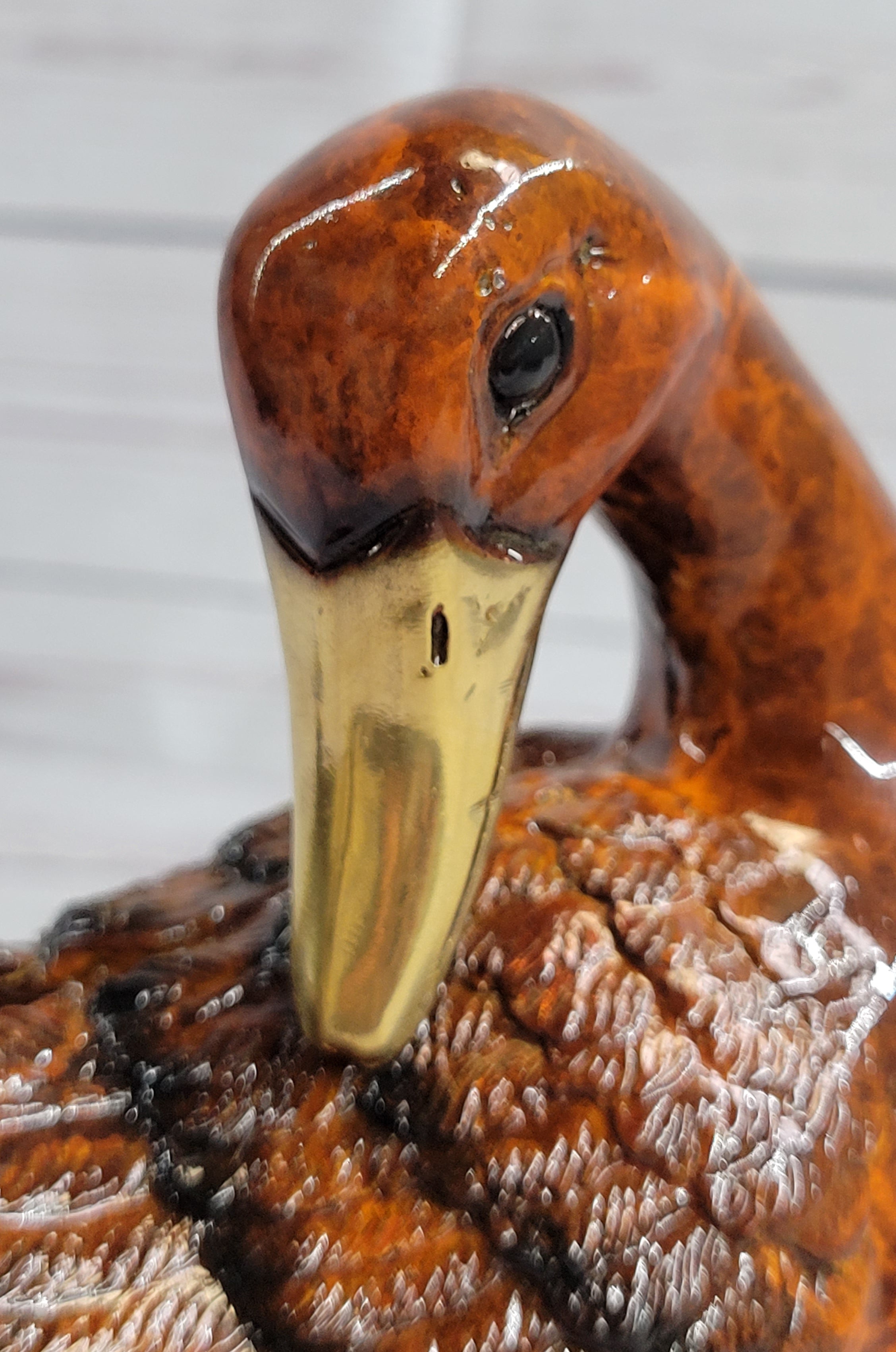 Real Bronze Metal Duck Painted Bird Cast Sculpture Statue Figurine 7" x 6"