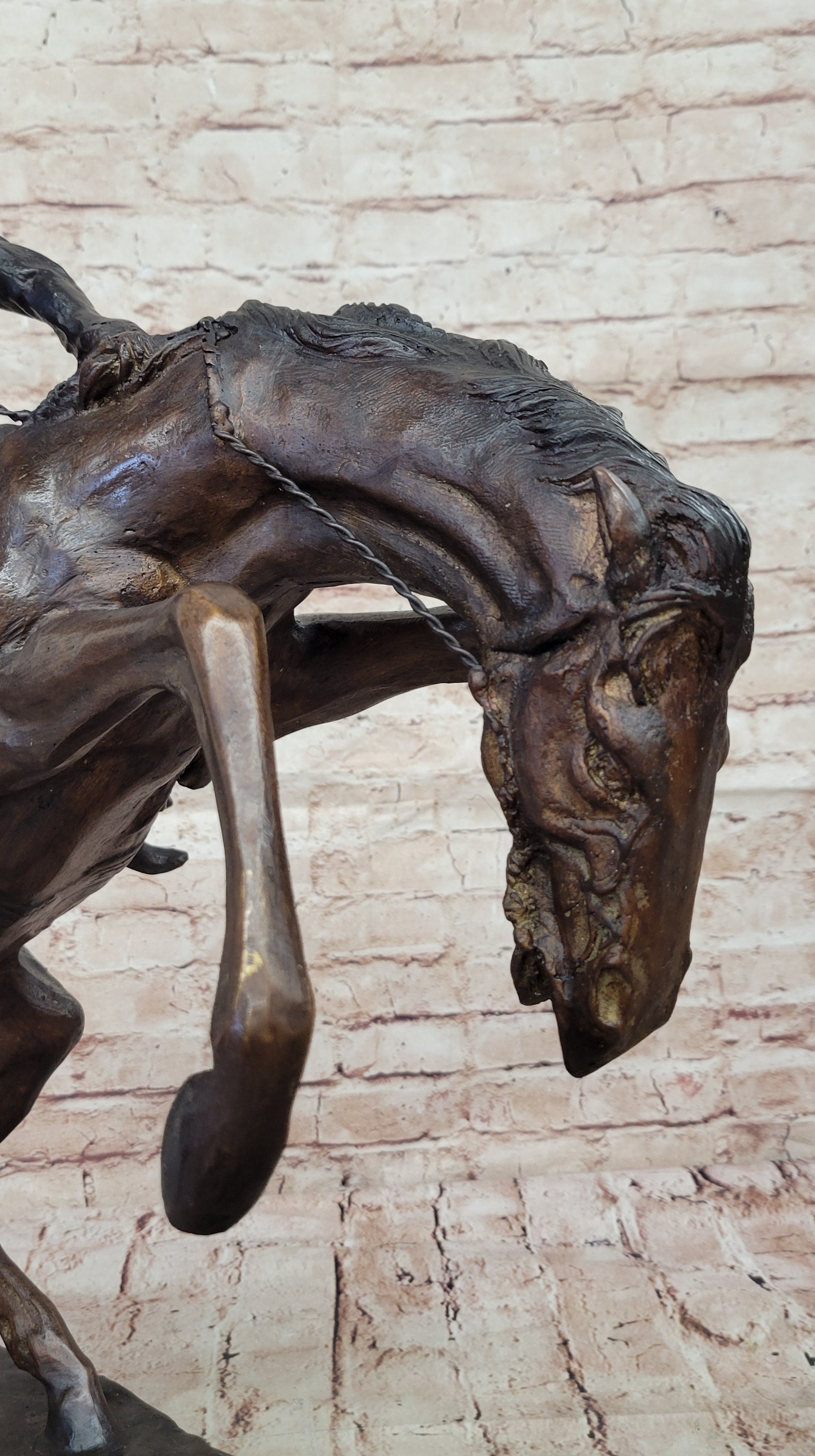 Bronco Buster Frederic Remington Bronze Statue Cowboy Horse Western 24" x 26"