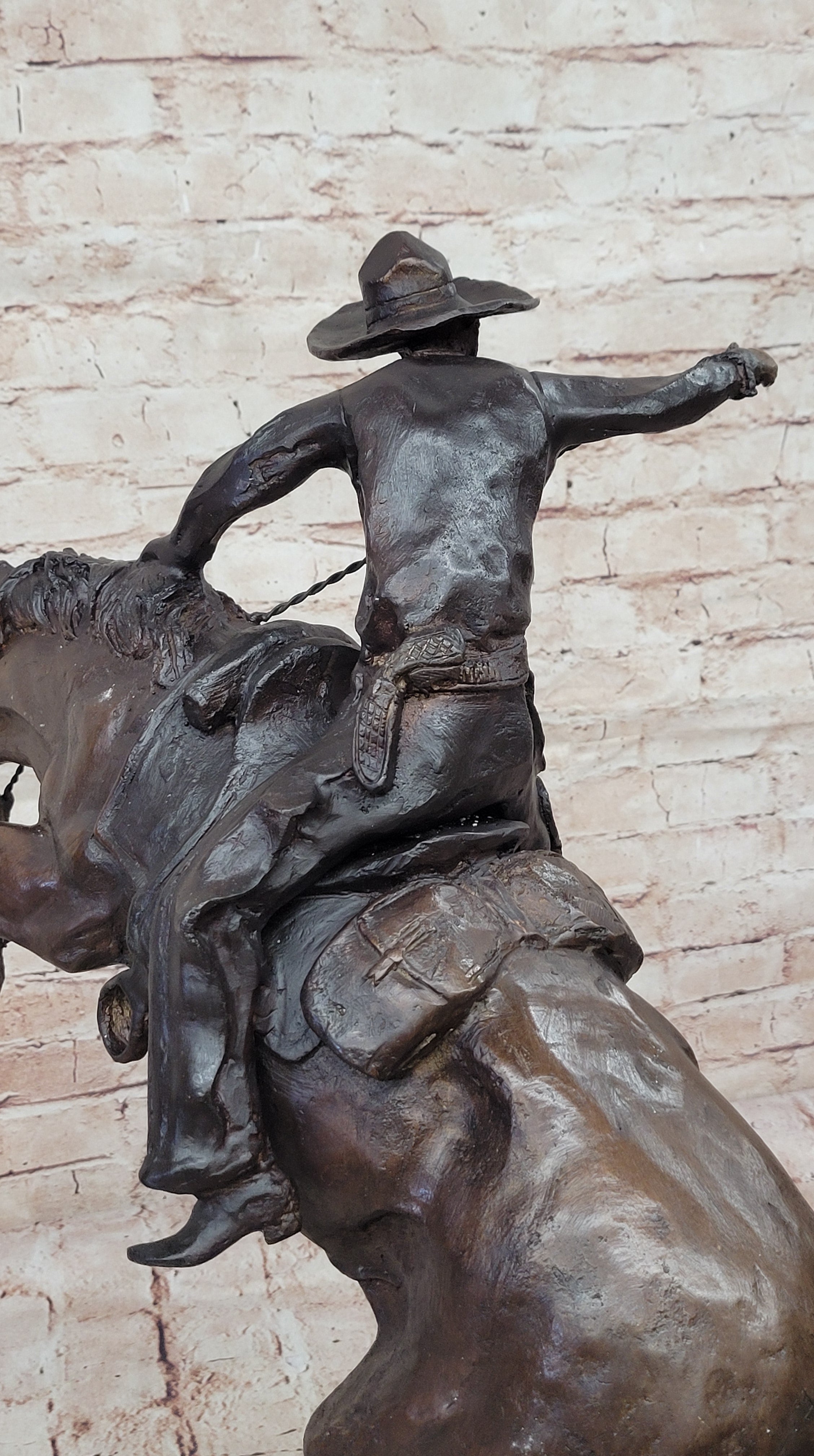 Bronco Buster Frederic Remington Bronze Statue Cowboy Horse Western 24" x 26"