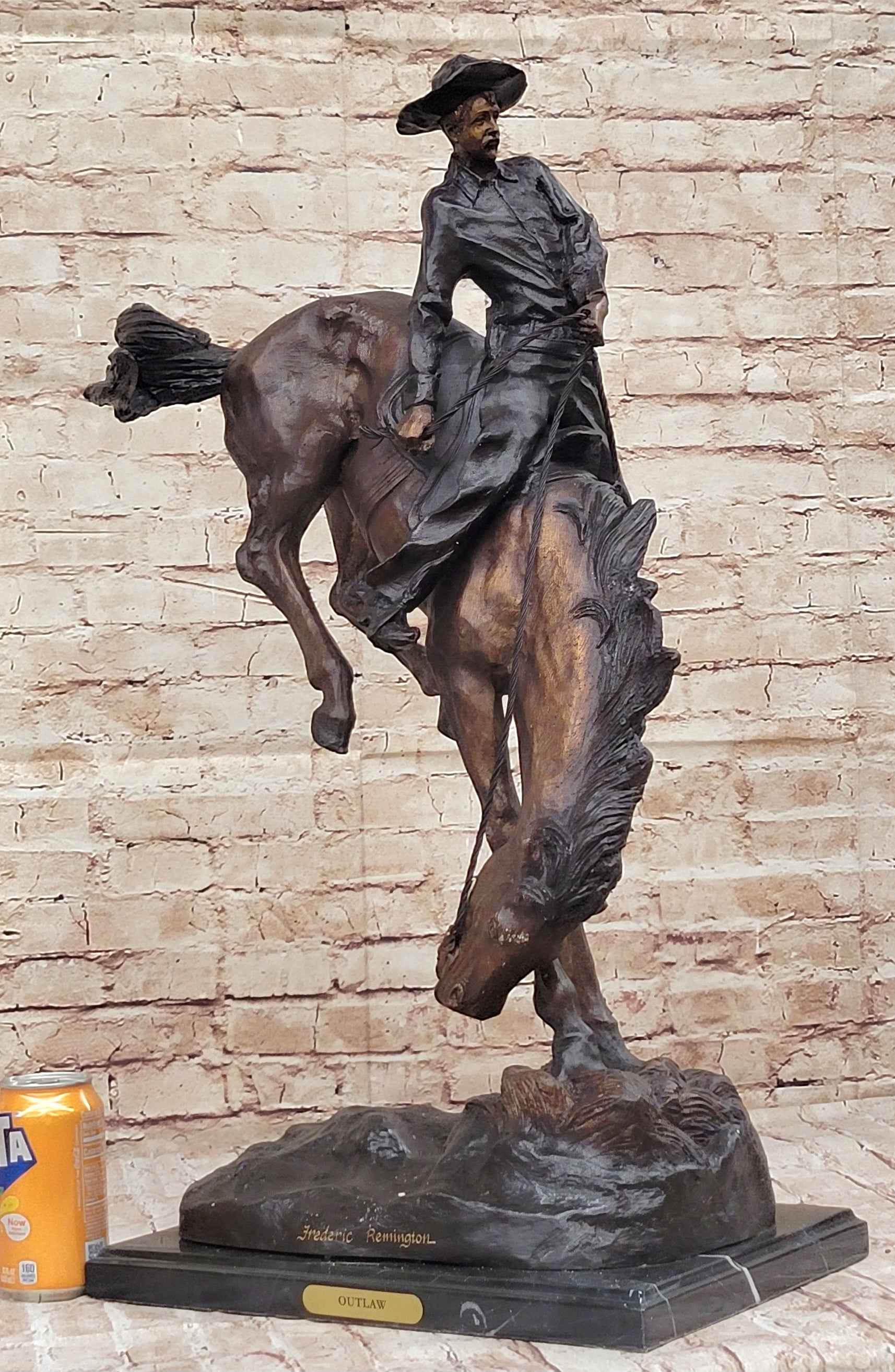 OUTLAW by Frederic Remington Western Cowboy Horseback Bronze Statue Sculpture 27" x 24"