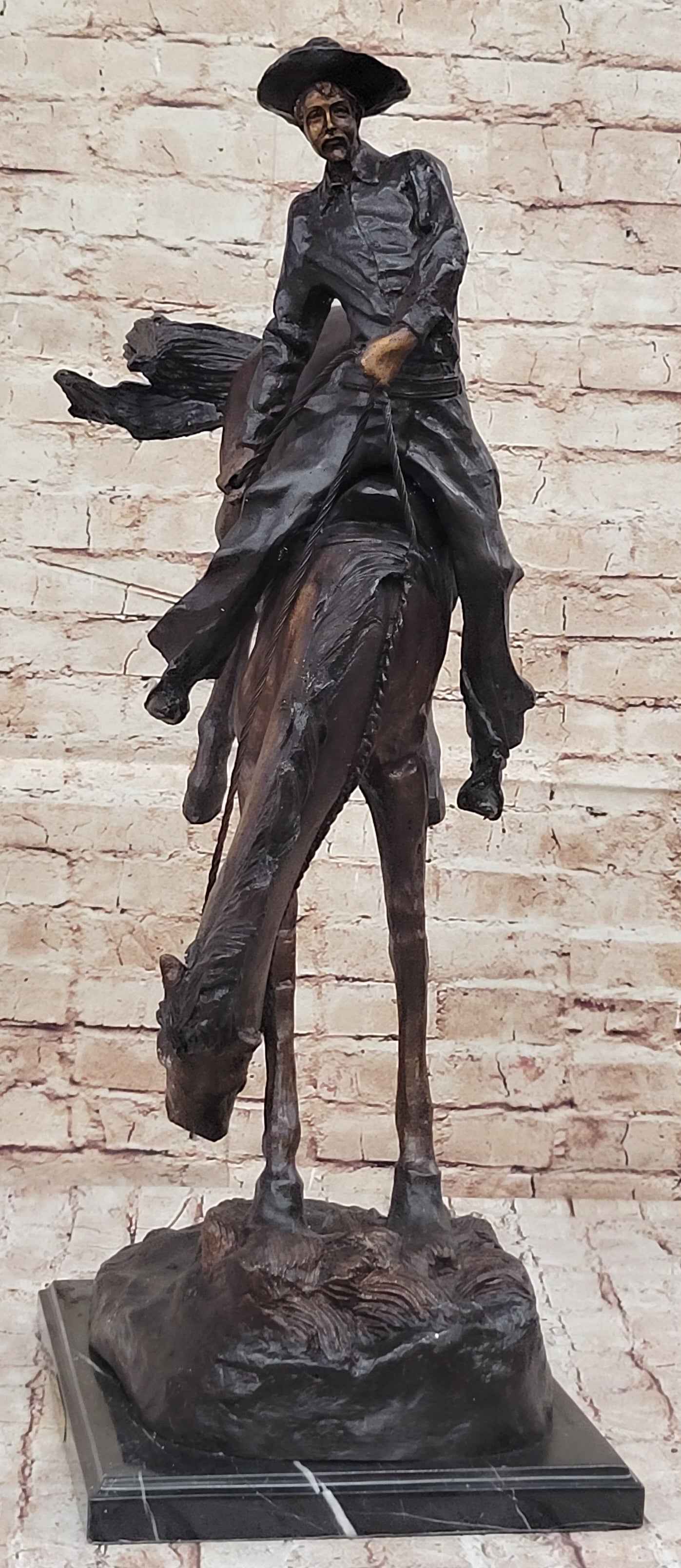 OUTLAW by Frederic Remington Western Cowboy Horseback Bronze Statue Sculpture 27" x 24"