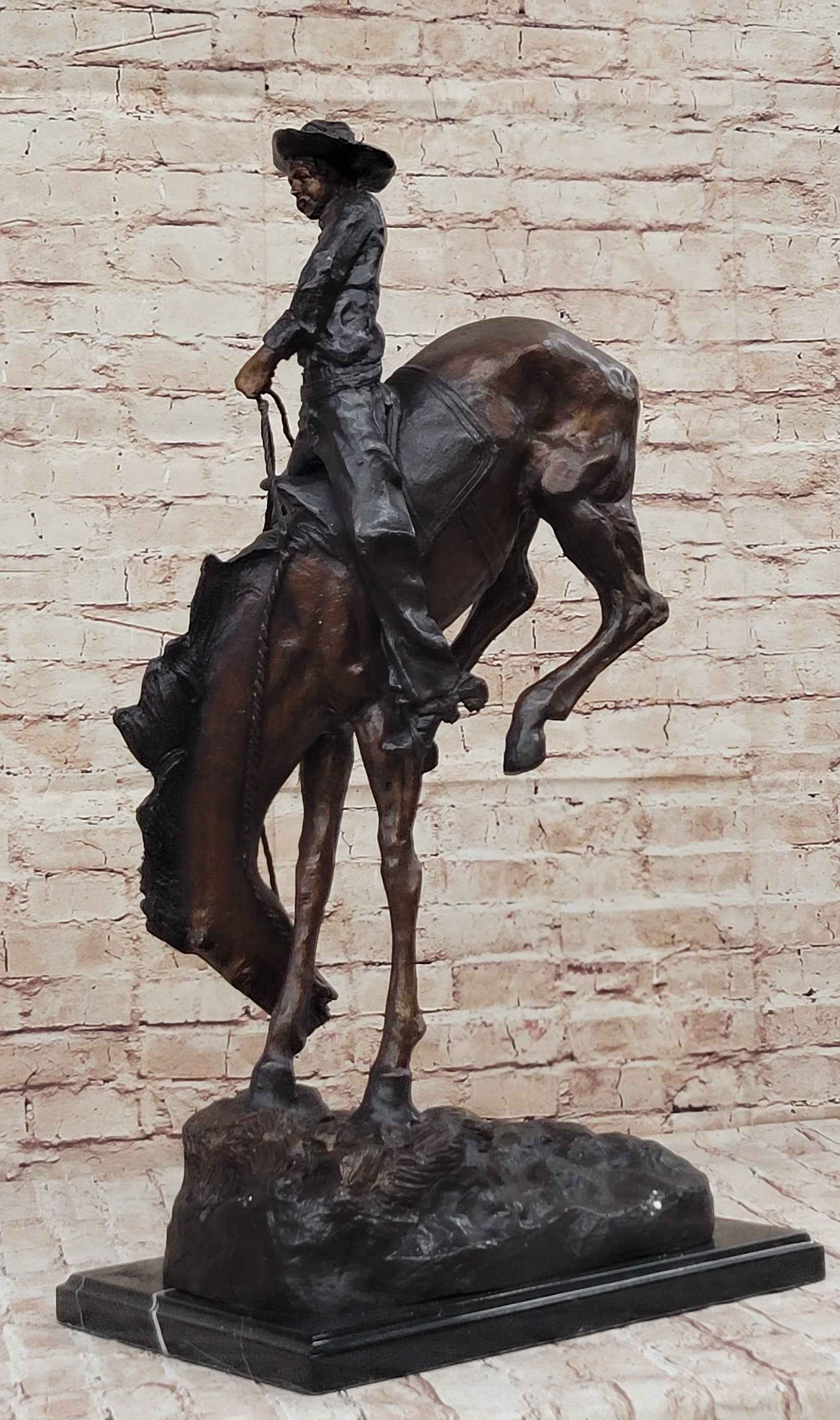OUTLAW by Frederic Remington Western Cowboy Horseback Bronze Statue Sculpture 27" x 24"