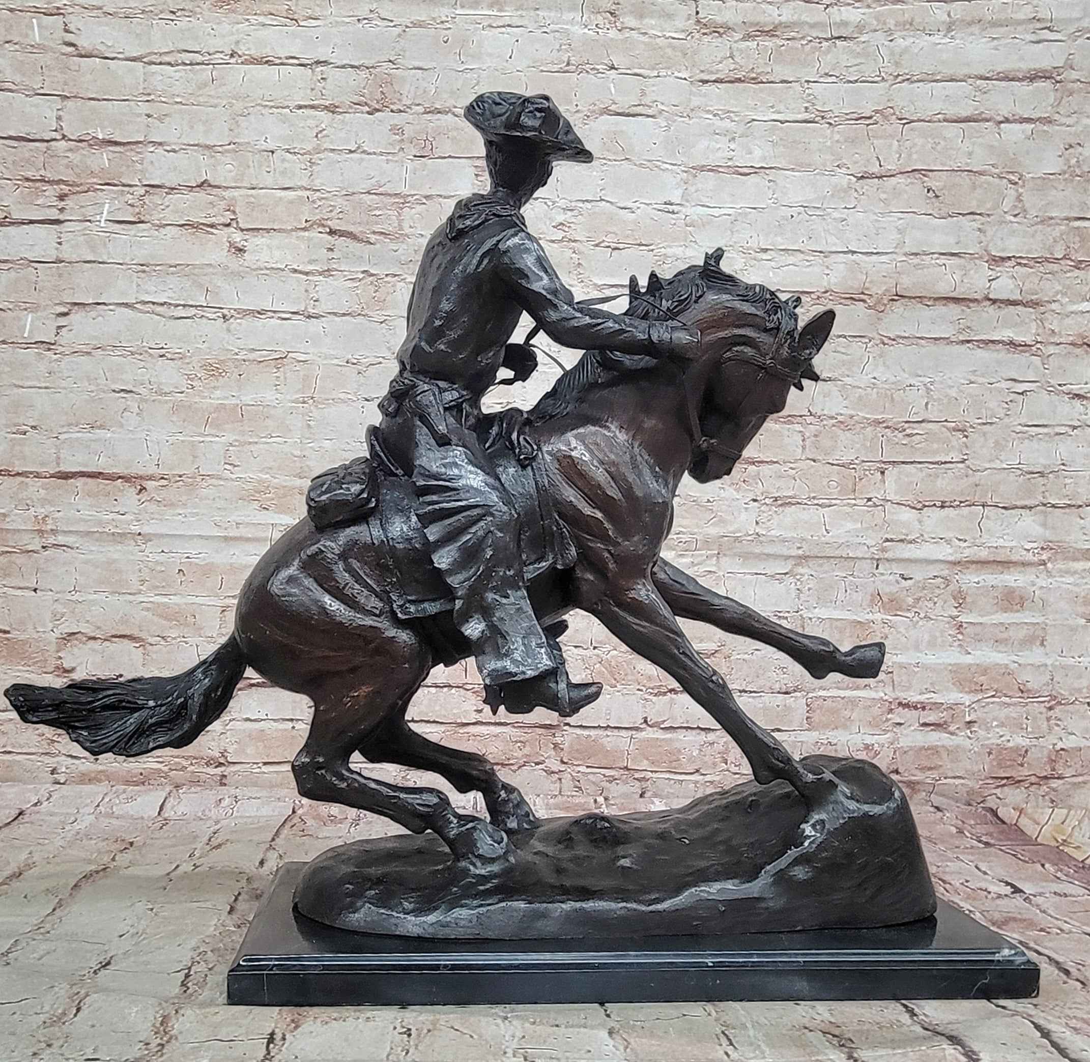Remington Bronze Cowboy on Horse – Western Sculpture