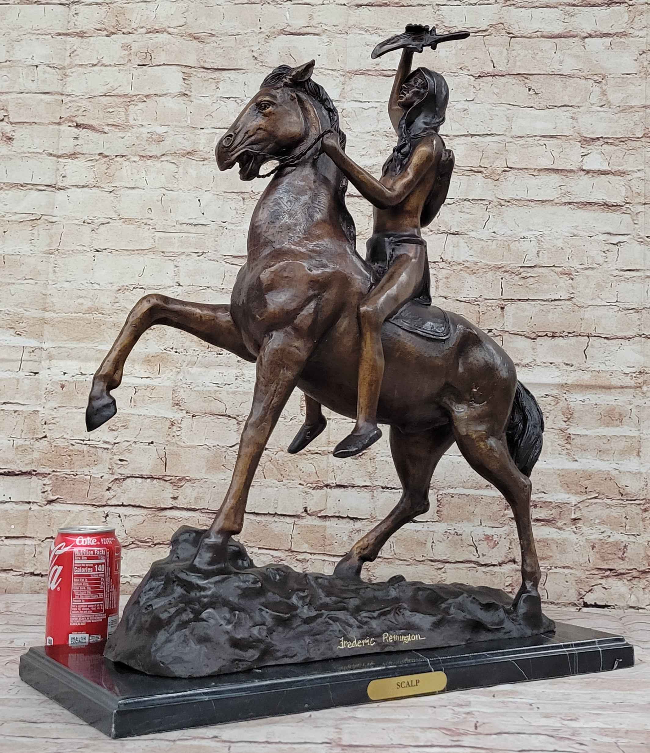 SCALP by Frederic Remington Bronze Native American Horseback Sculpture Statue 26" x 22"