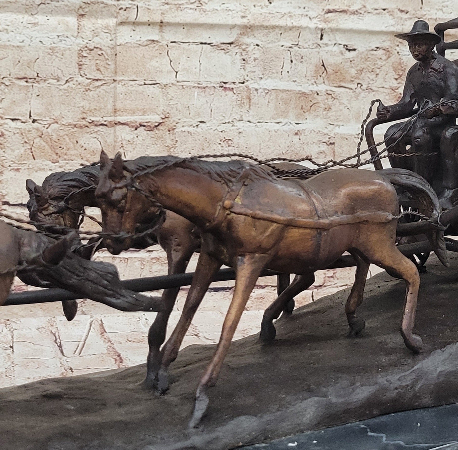 Stagecoach Bronze Metal Sculpture of Horses Pulling Carriage after Frederic Remington