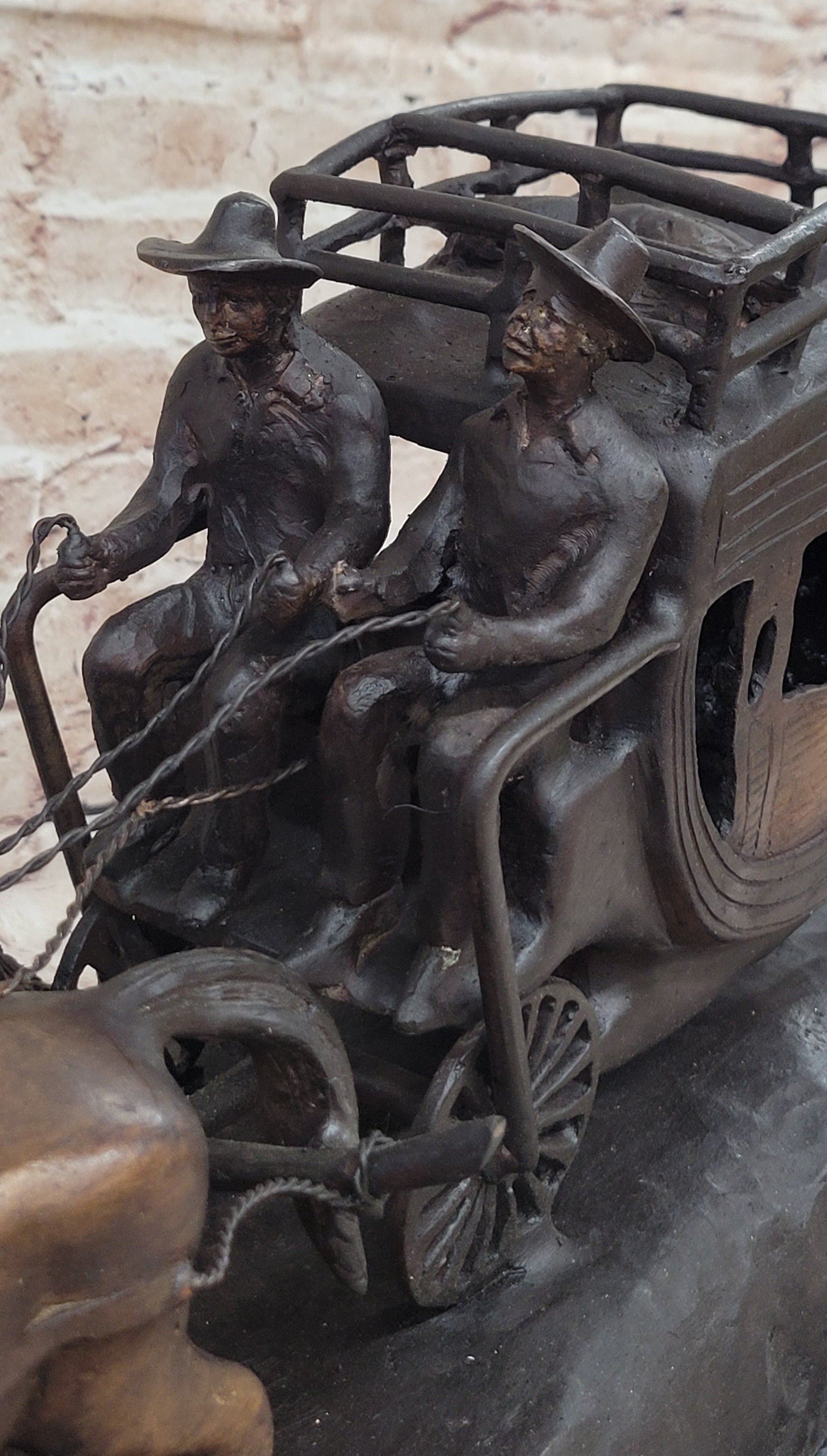 Stagecoach Bronze Metal Sculpture of Horses Pulling Carriage after Frederic Remington