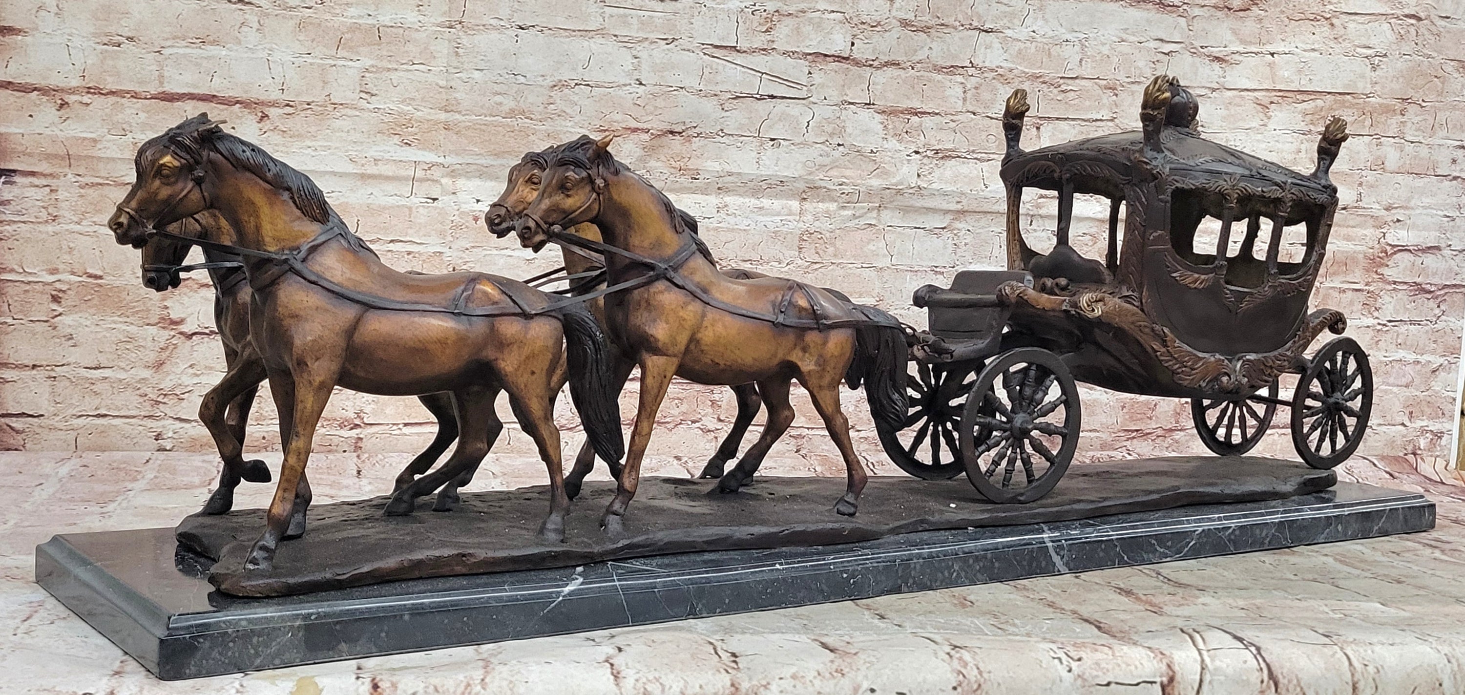 Stagecoach Coach Horse Carriage Bronze Sculpture - Limited Edition