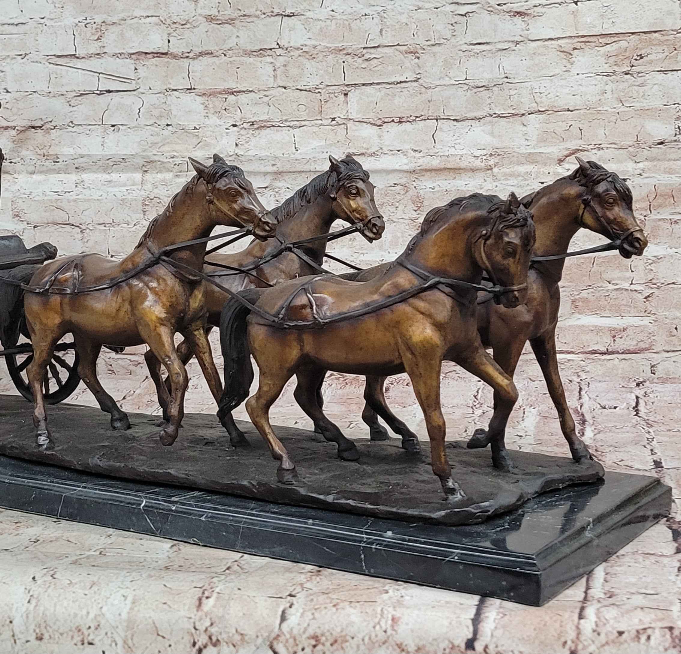 Stagecoach Coach Horse Carriage Bronze Sculpture - Limited Edition