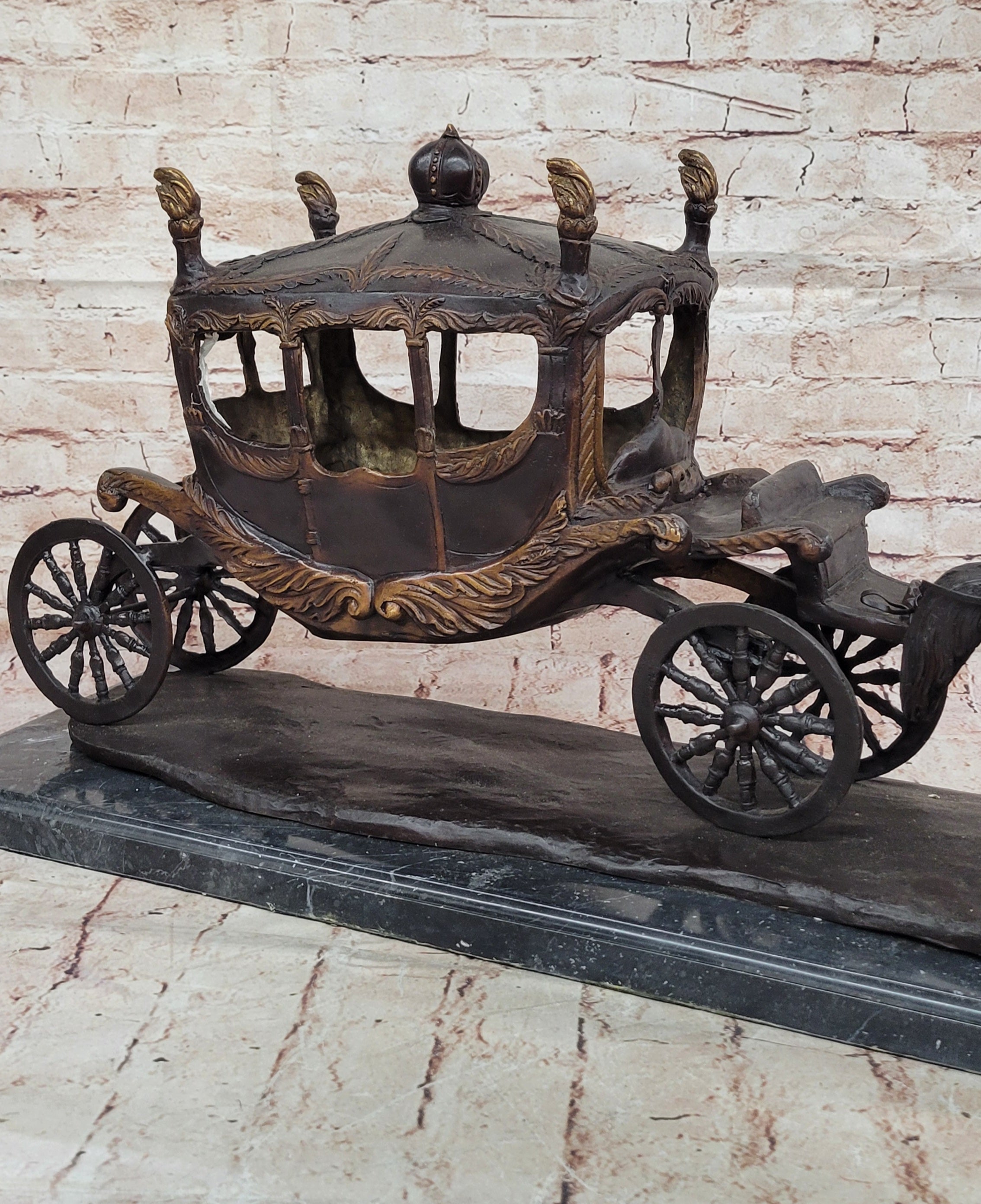 Stagecoach Coach Horse Carriage Bronze Sculpture - Limited Edition