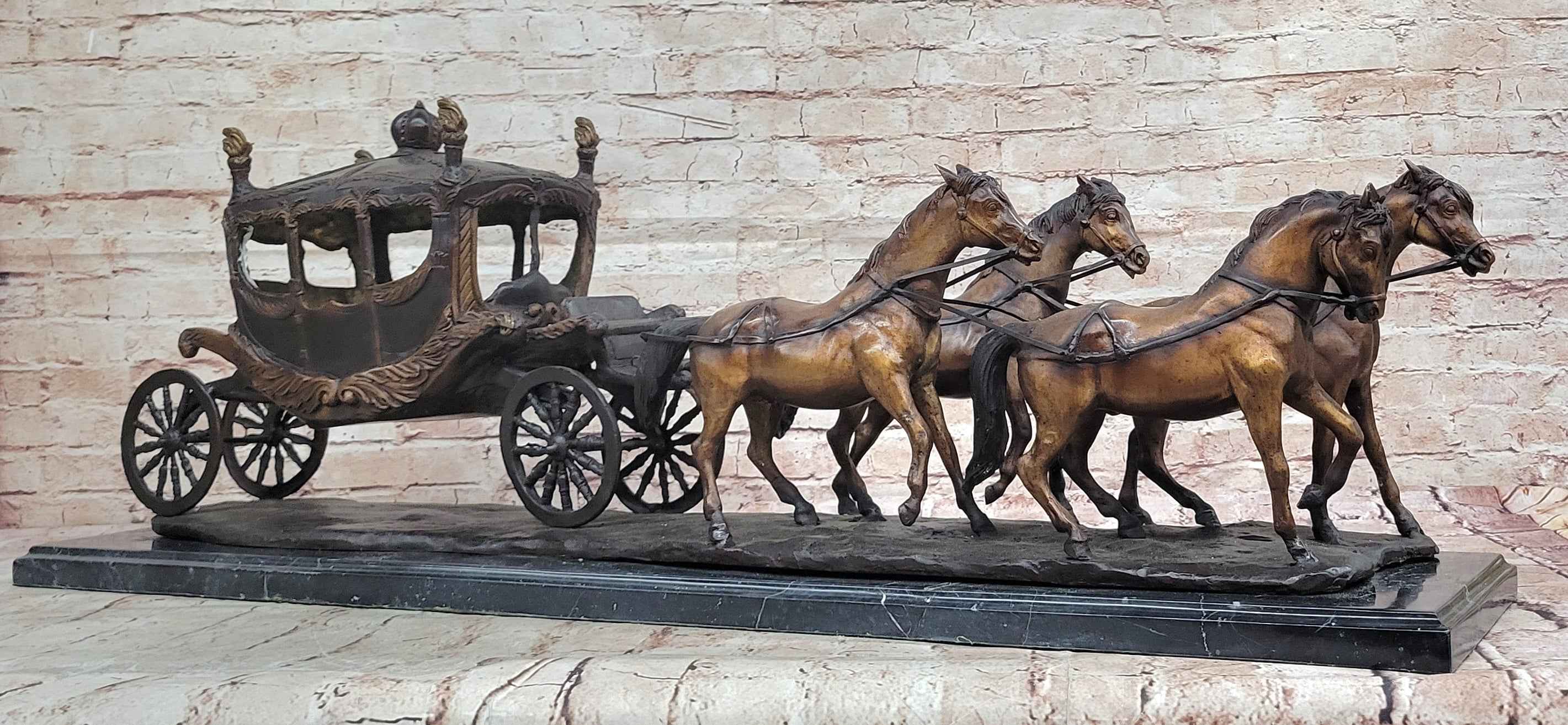 Stagecoach Coach Horse Carriage Bronze Sculpture - Limited Edition