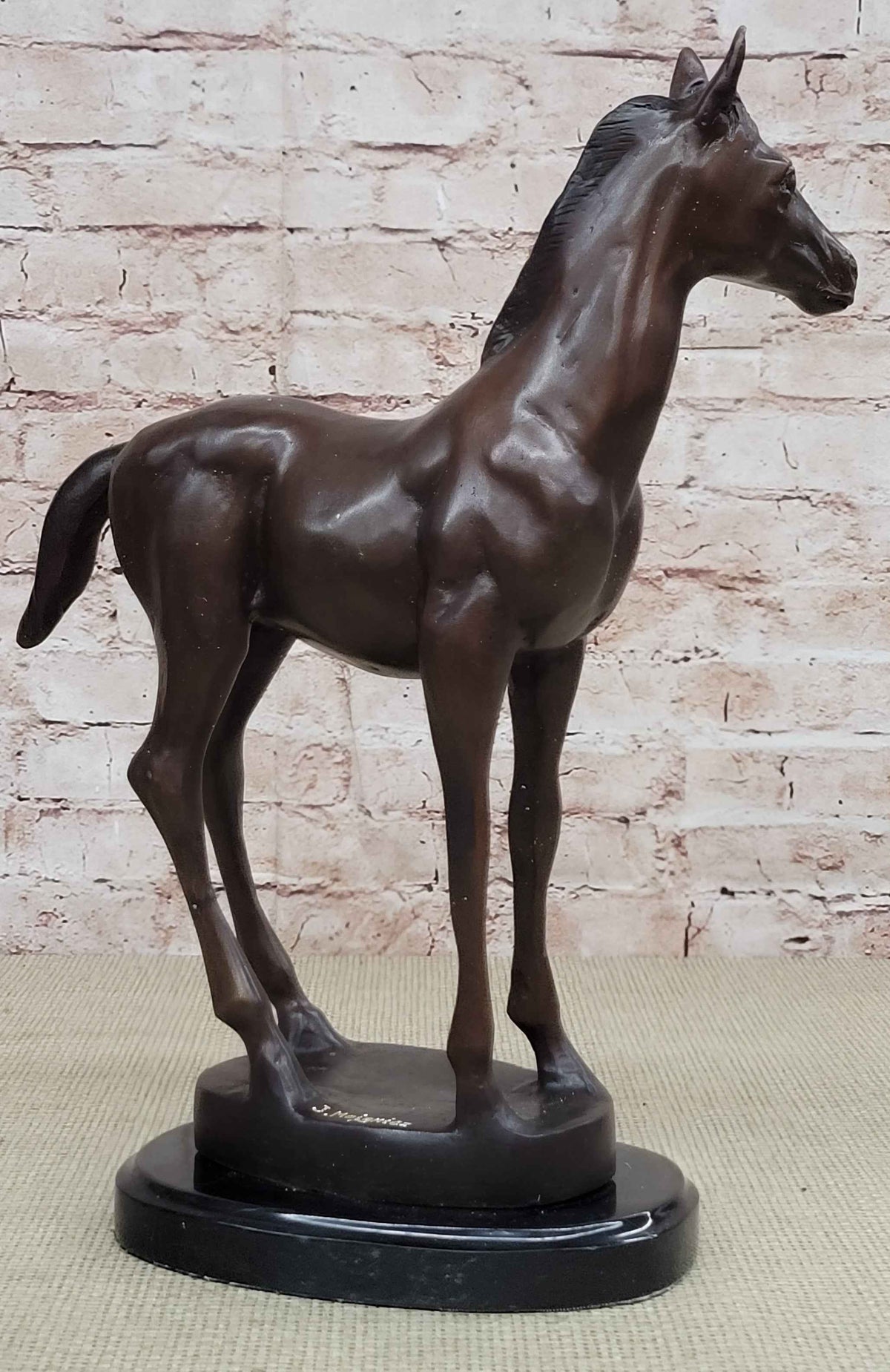 Bronze Standing Foal Sculpture Young Horse Statue Decor
