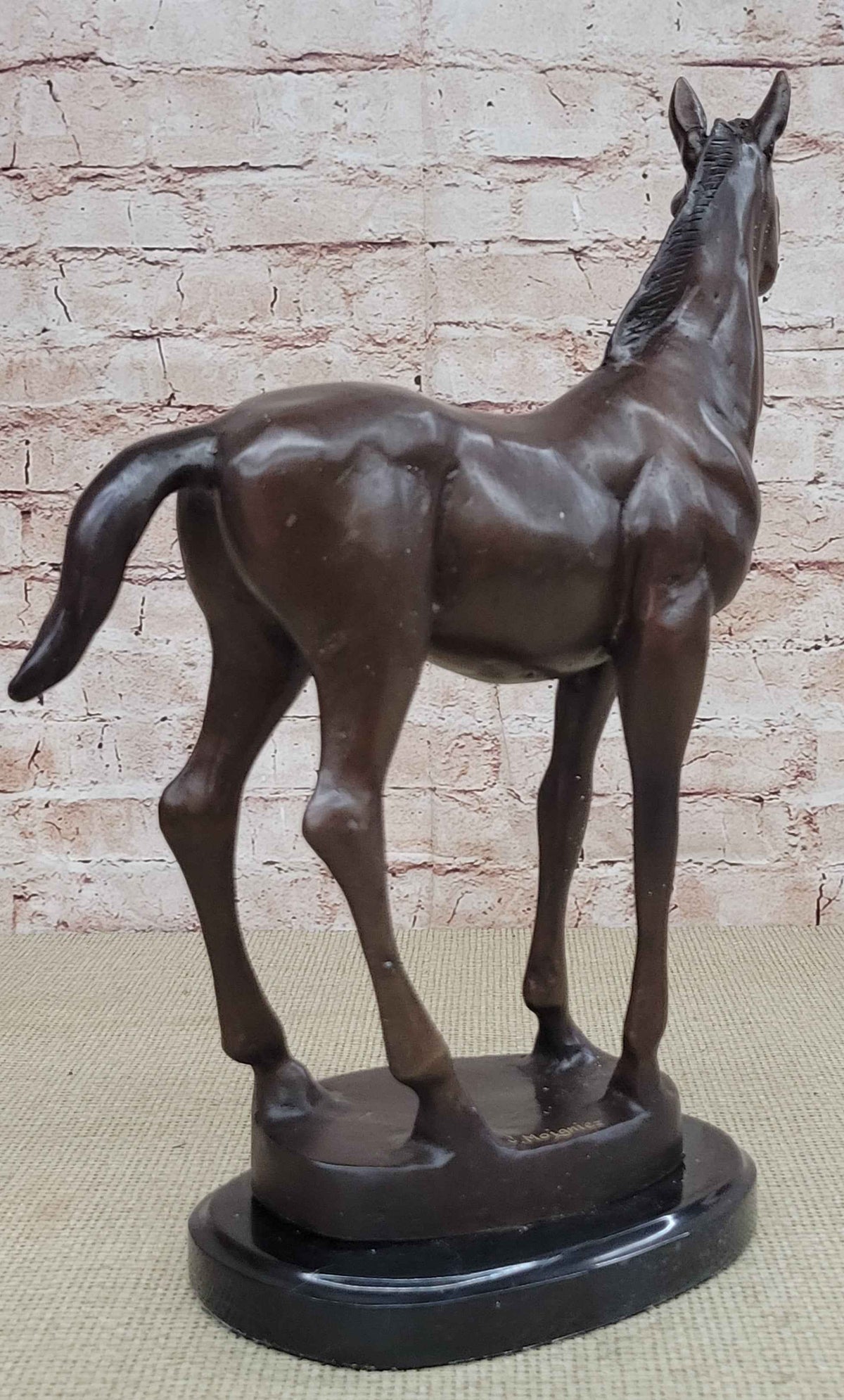 Bronze Standing Foal Sculpture Young Horse Statue Decor