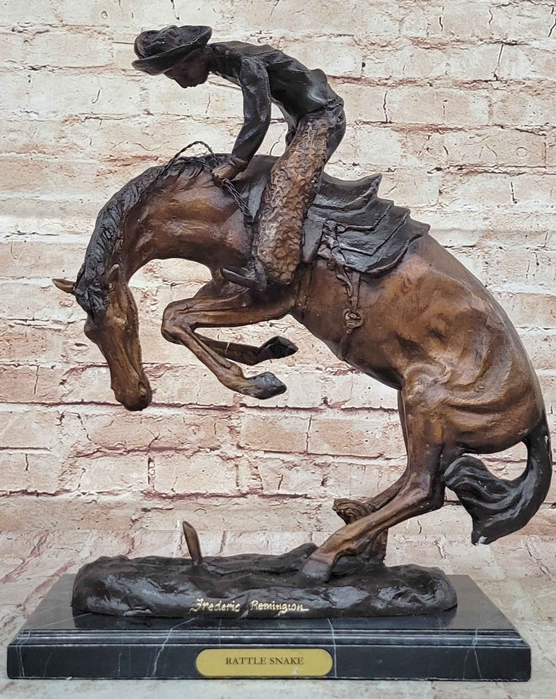 Frederic Remington RATTLESNAKE Rearing Horse Western Bronze Sculpture Statue 18" x 16"