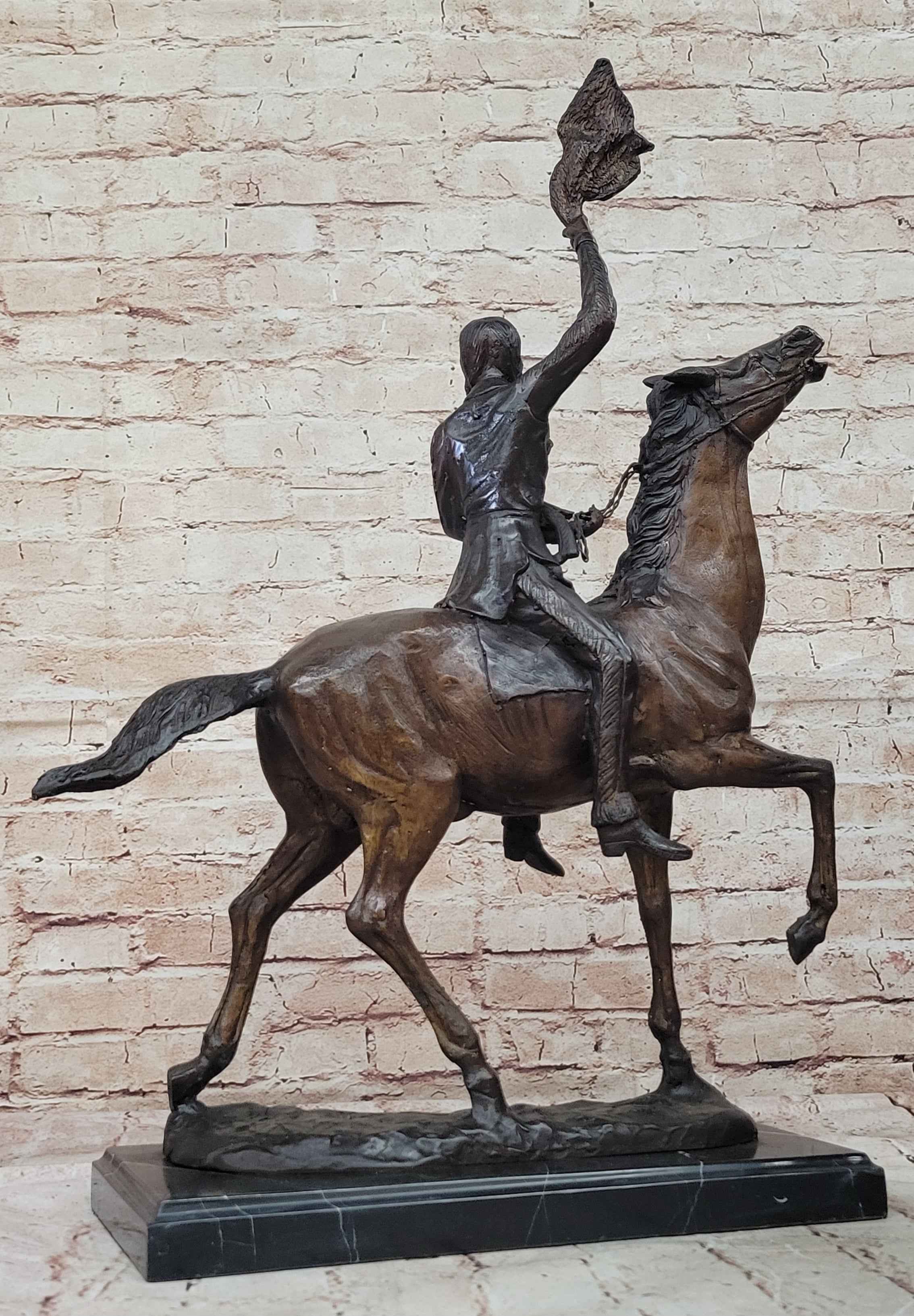 BUFFALO SIGNAL by Frederic Remington Bronze Sculpture Native American Horseback