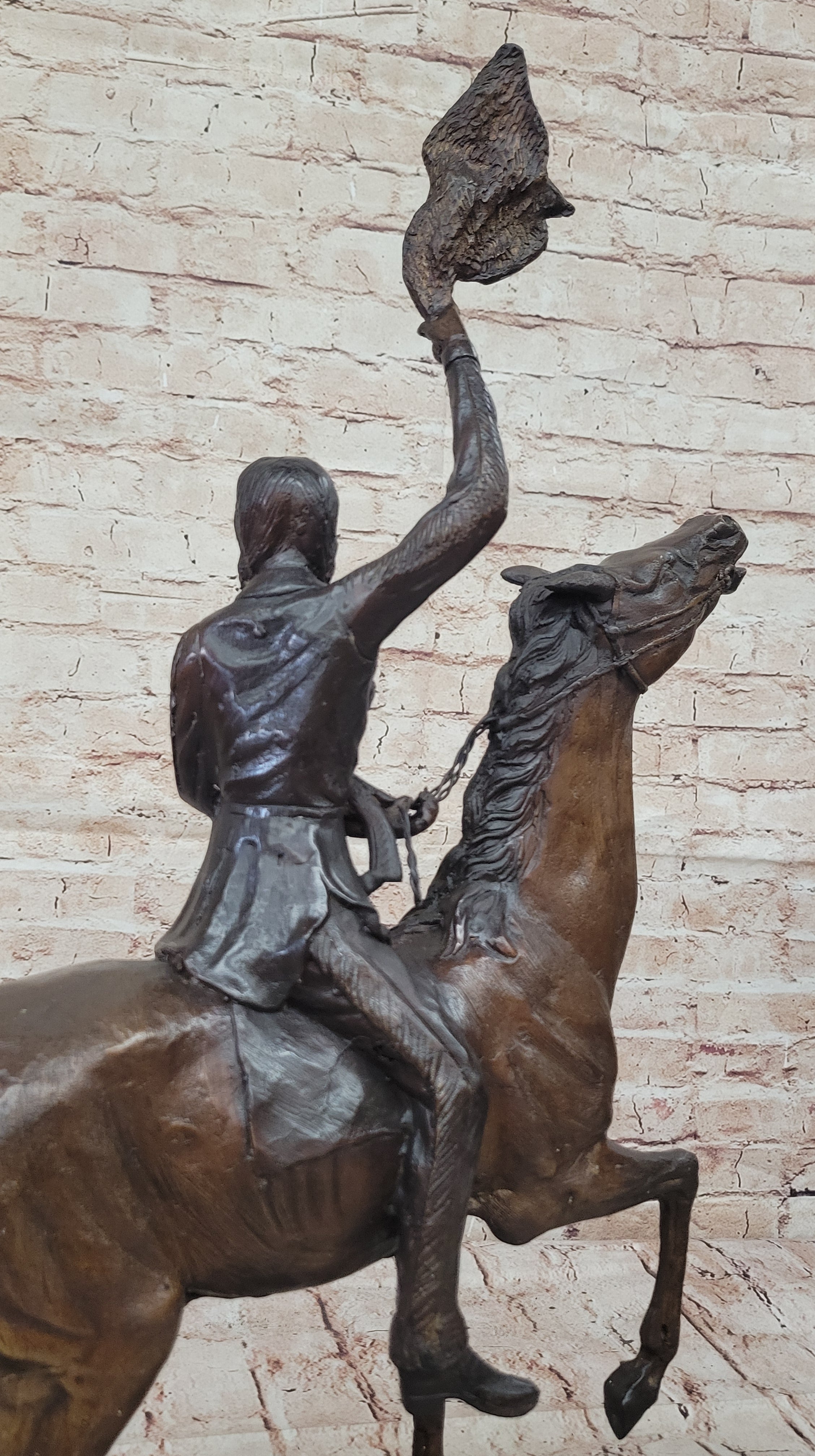 BUFFALO SIGNAL by Frederic Remington Bronze Sculpture Native American Horseback