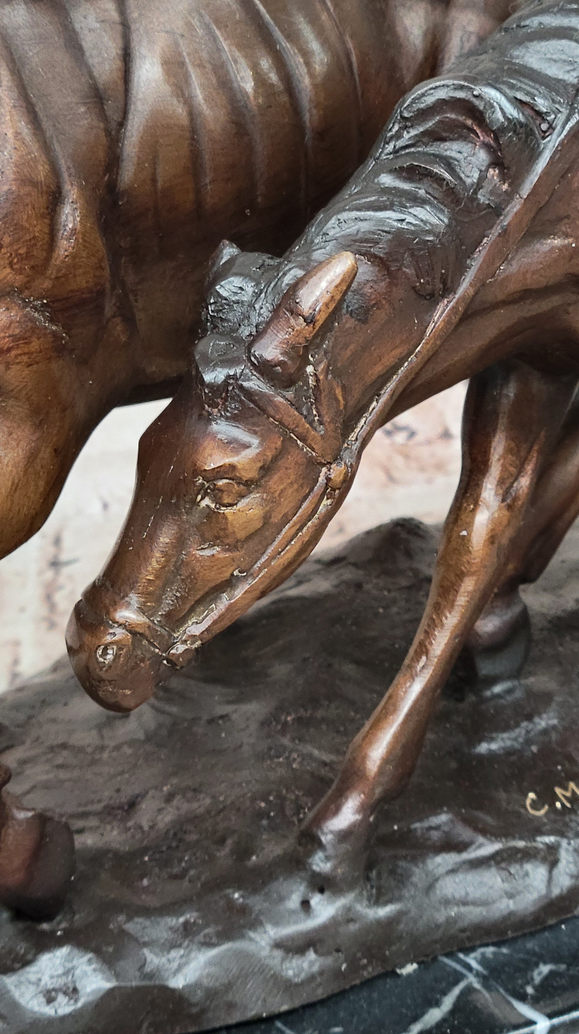 Frederic Remington BOLTER Western Cowboy Cattle Drive Bronze Statue Sculpture 13" x 17"