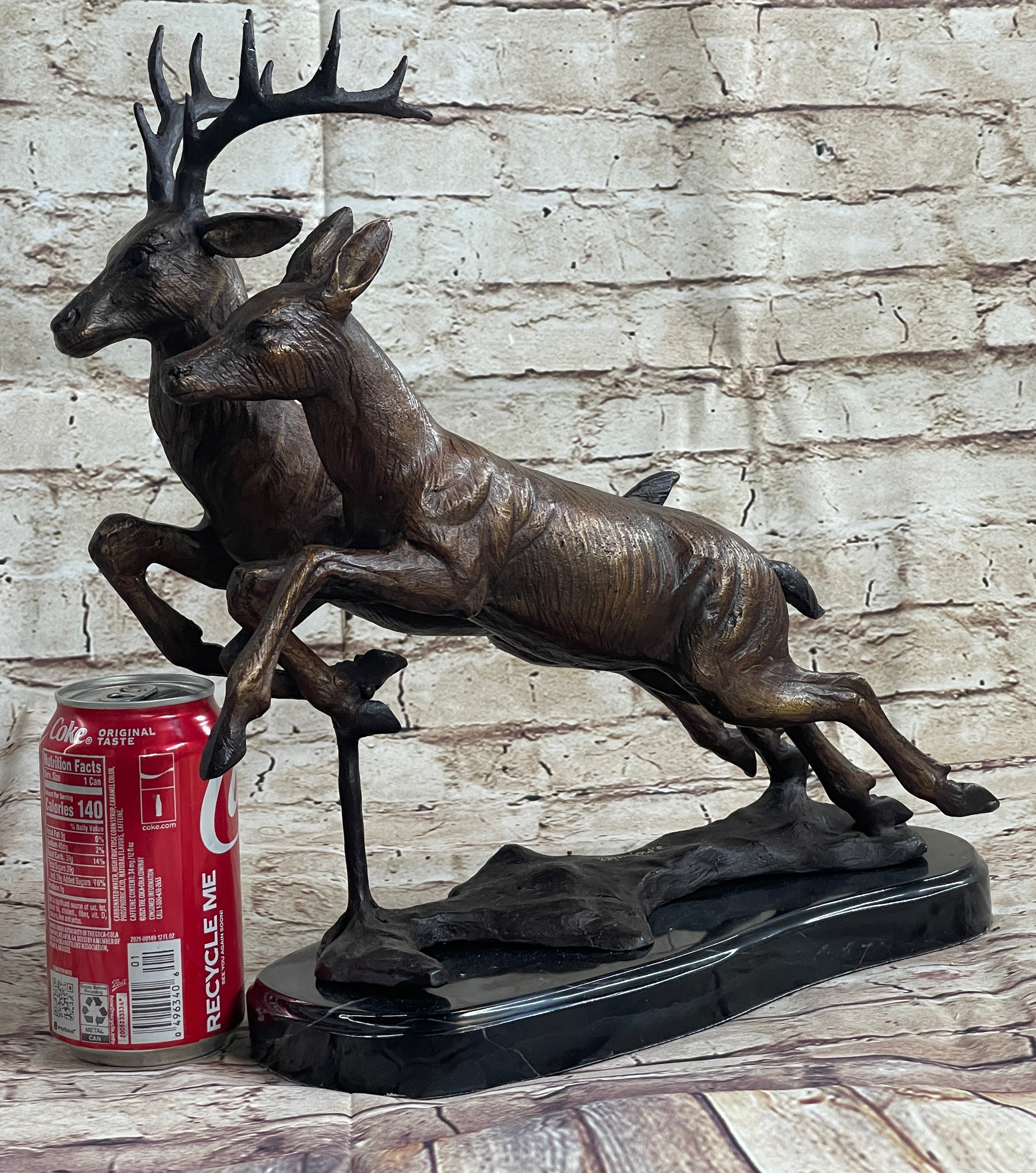 Elk Deer Caribou Buck Stag Wildlife Art Hunting Lodge Camp Bronze Marble Statue