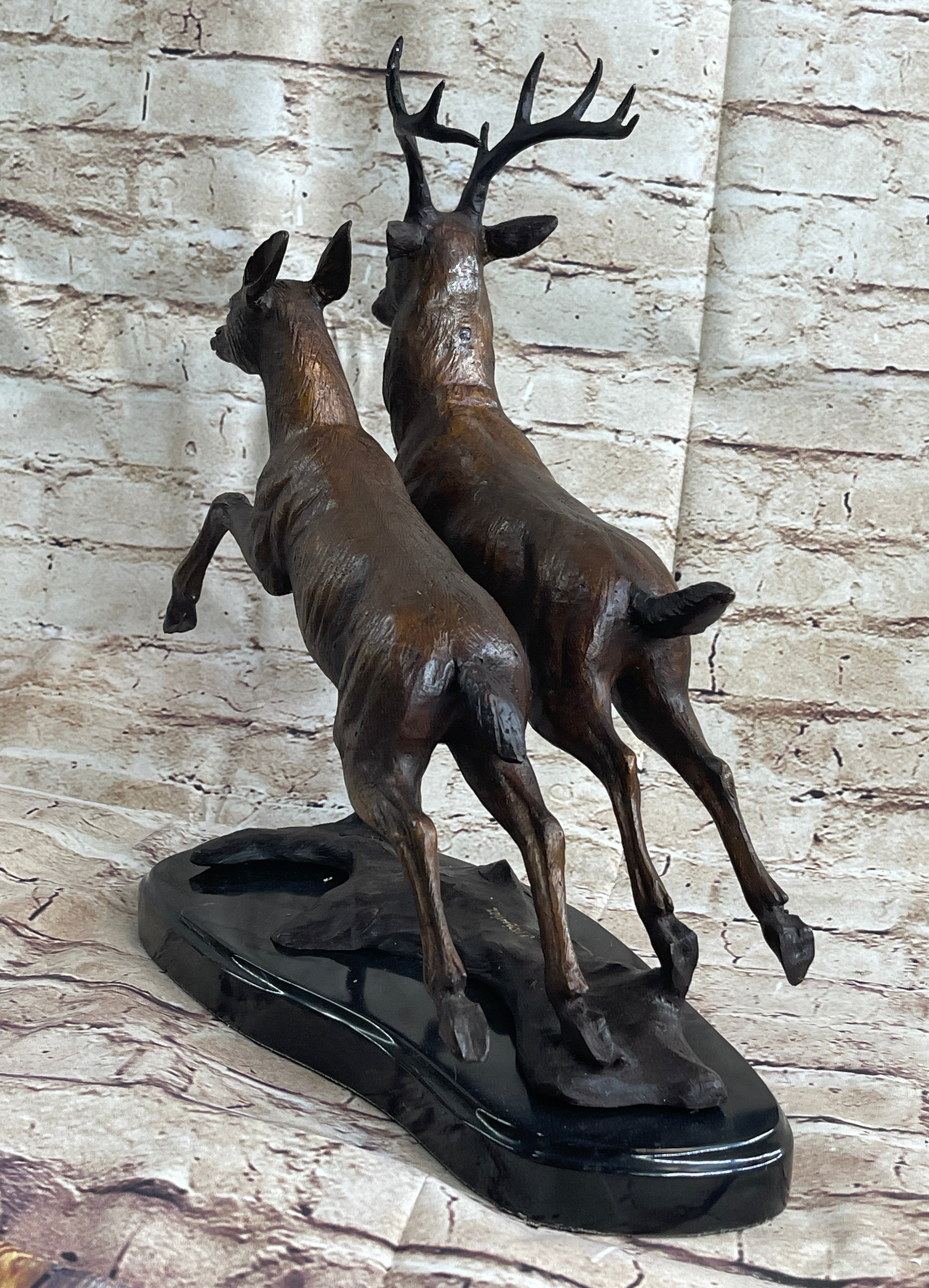 Elk Deer Caribou Buck Stag Wildlife Art Hunting Lodge Camp Bronze Marble Statue