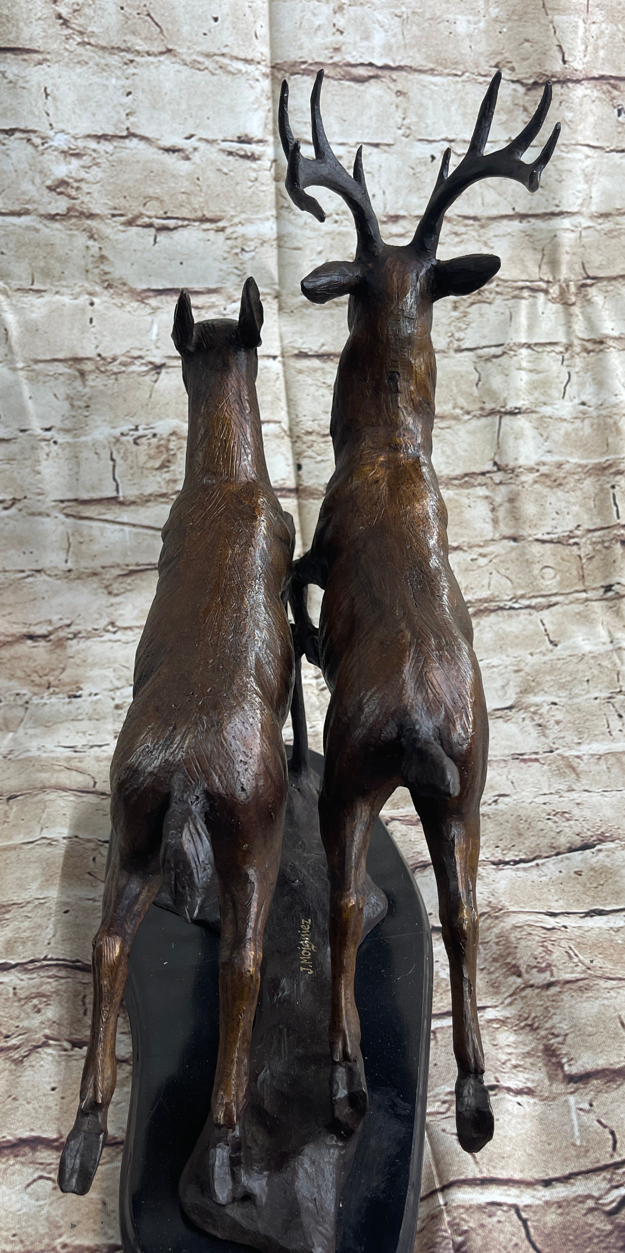 Elk Deer Caribou Buck Stag Wildlife Art Hunting Lodge Camp Bronze Marble Statue