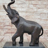 Trumpeting Happy Elephant Bronze Statue Sculpture Marble Base 16" x 10"