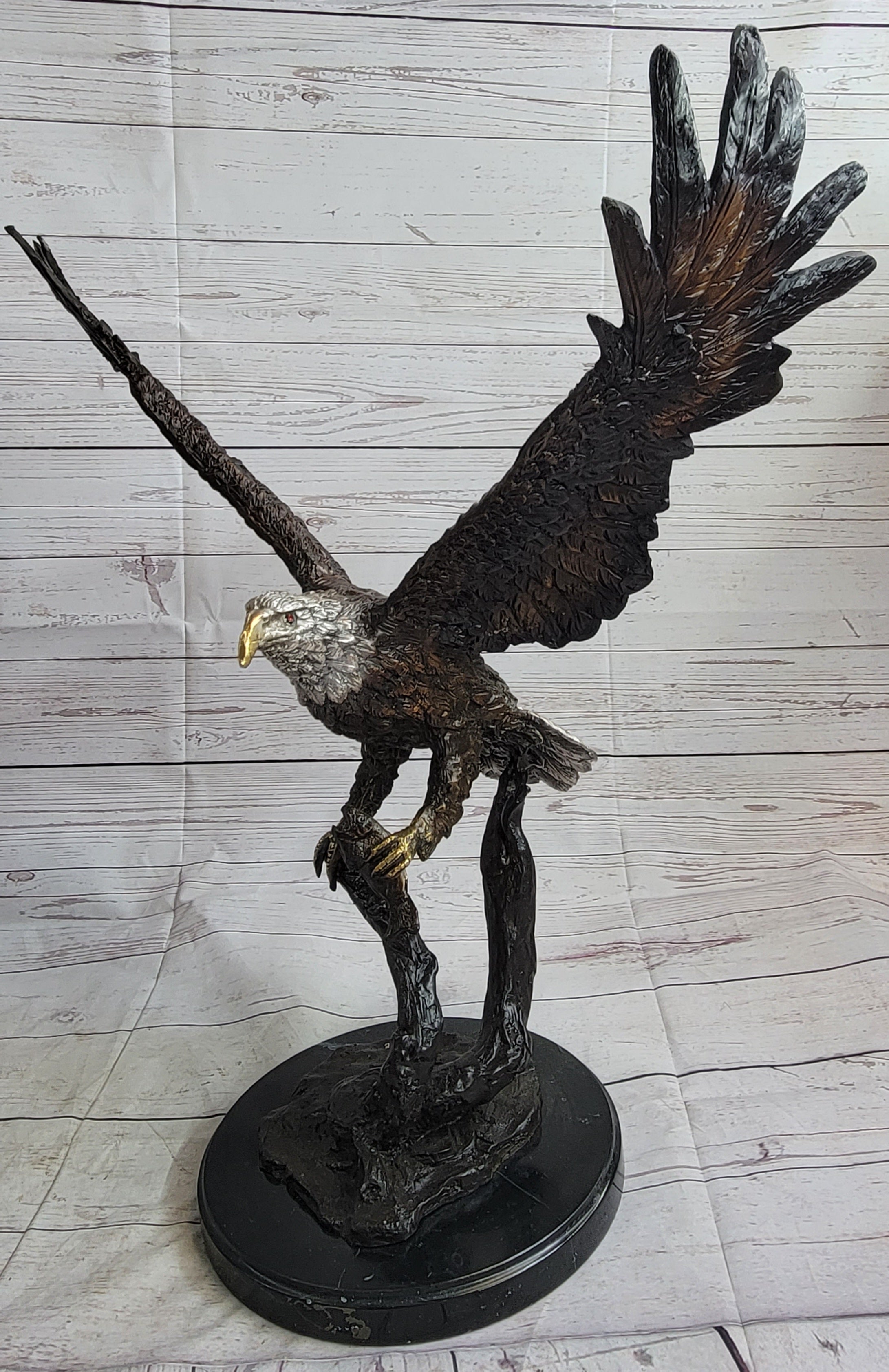 Landing Eagle Bronze Metal Statue Sculpture Indoor Outdoor 23" x 18"