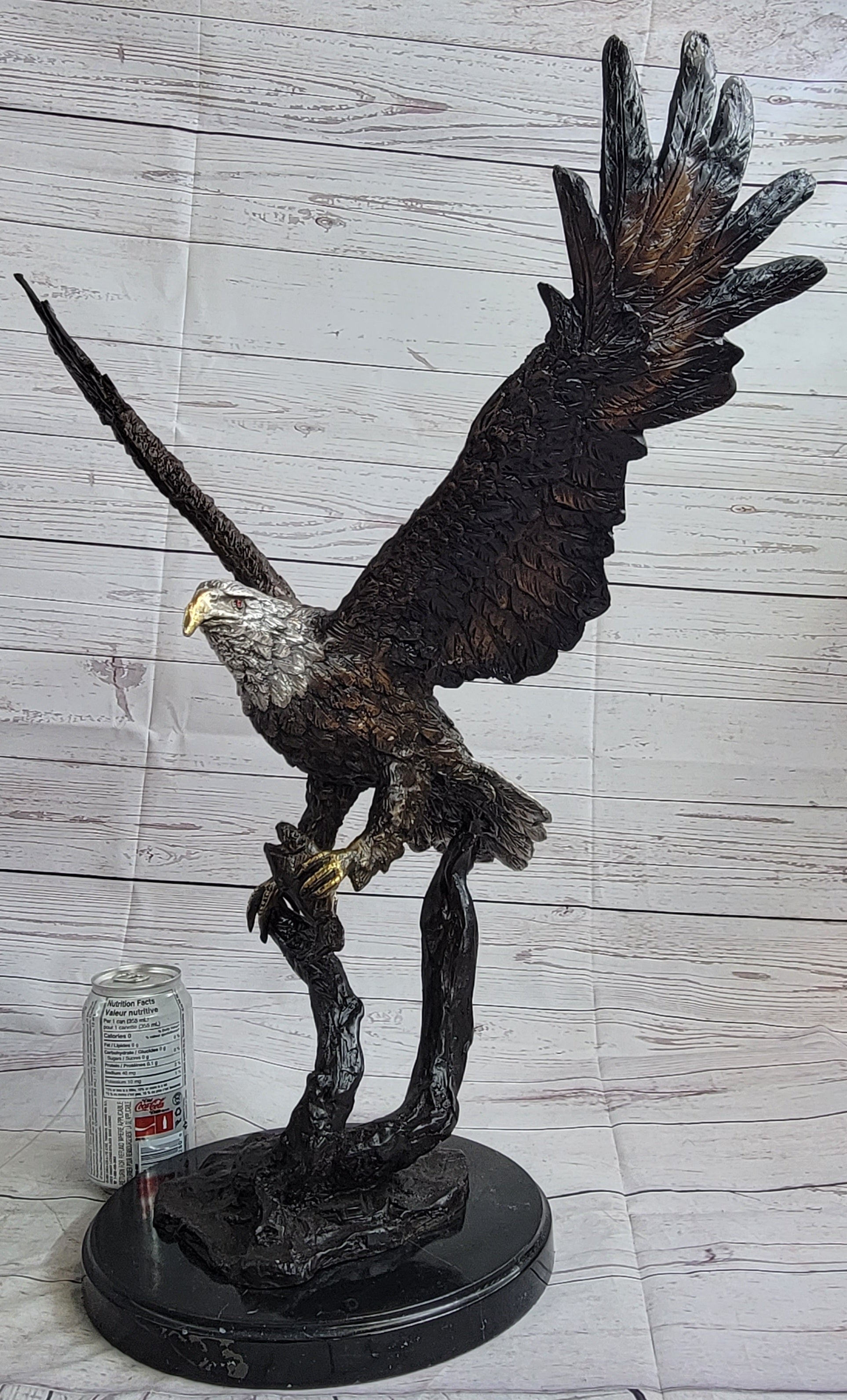 Landing Eagle Bronze Metal Statue Sculpture Indoor Outdoor 23" x 18"