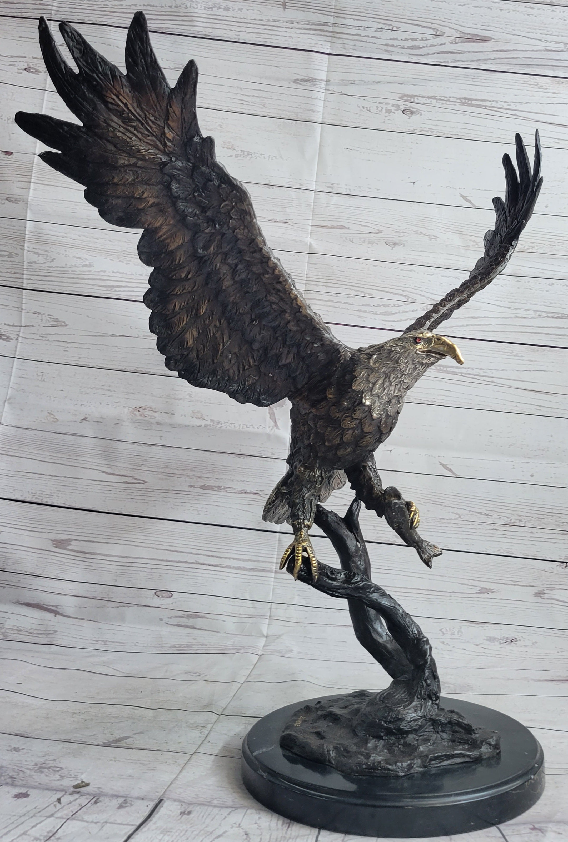 Landing Eagle Bronze Metal Statue Sculpture Indoor Outdoor 23" x 18"