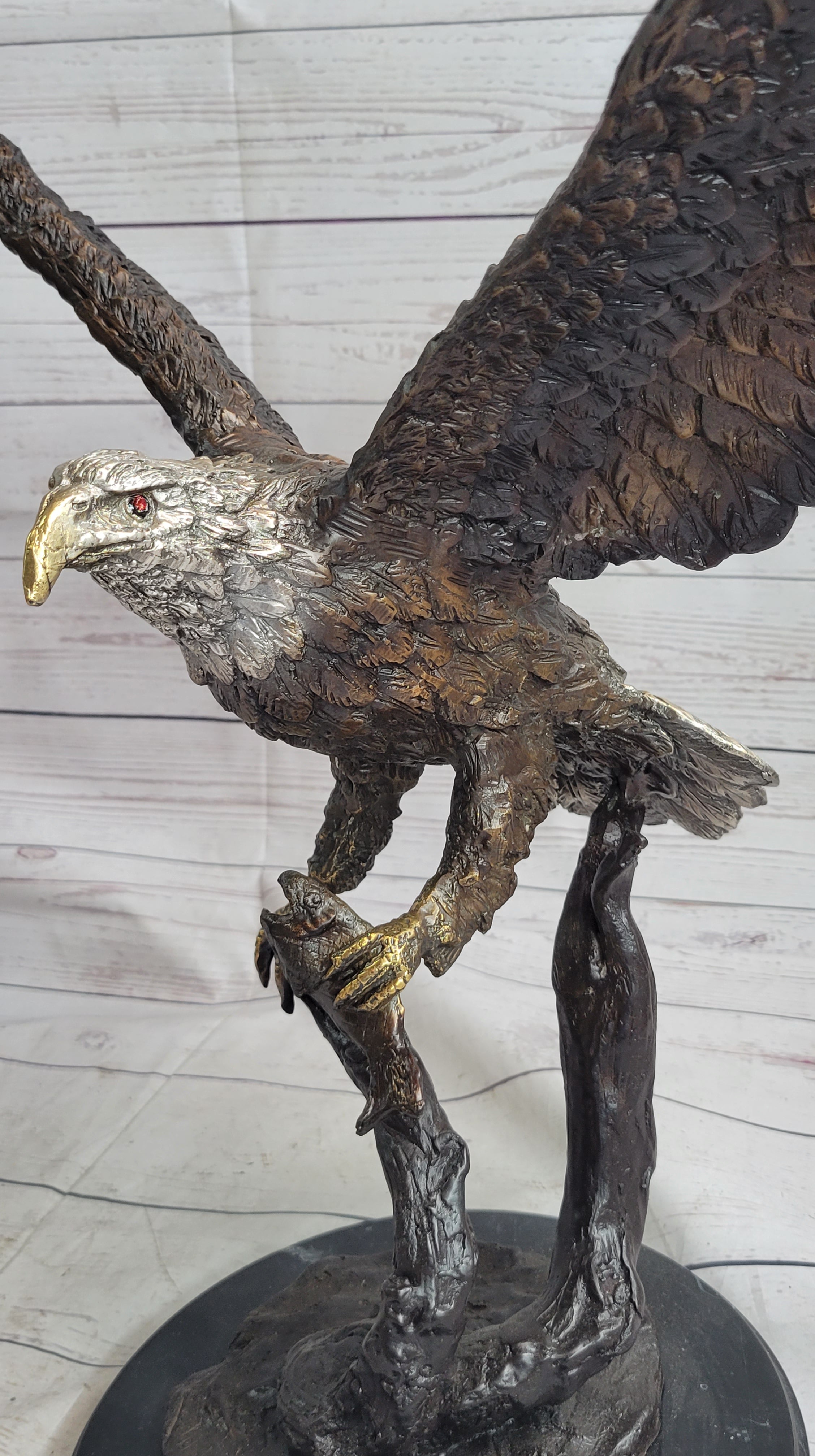 Landing Eagle Bronze Metal Statue Sculpture Indoor Outdoor 23" x 18"