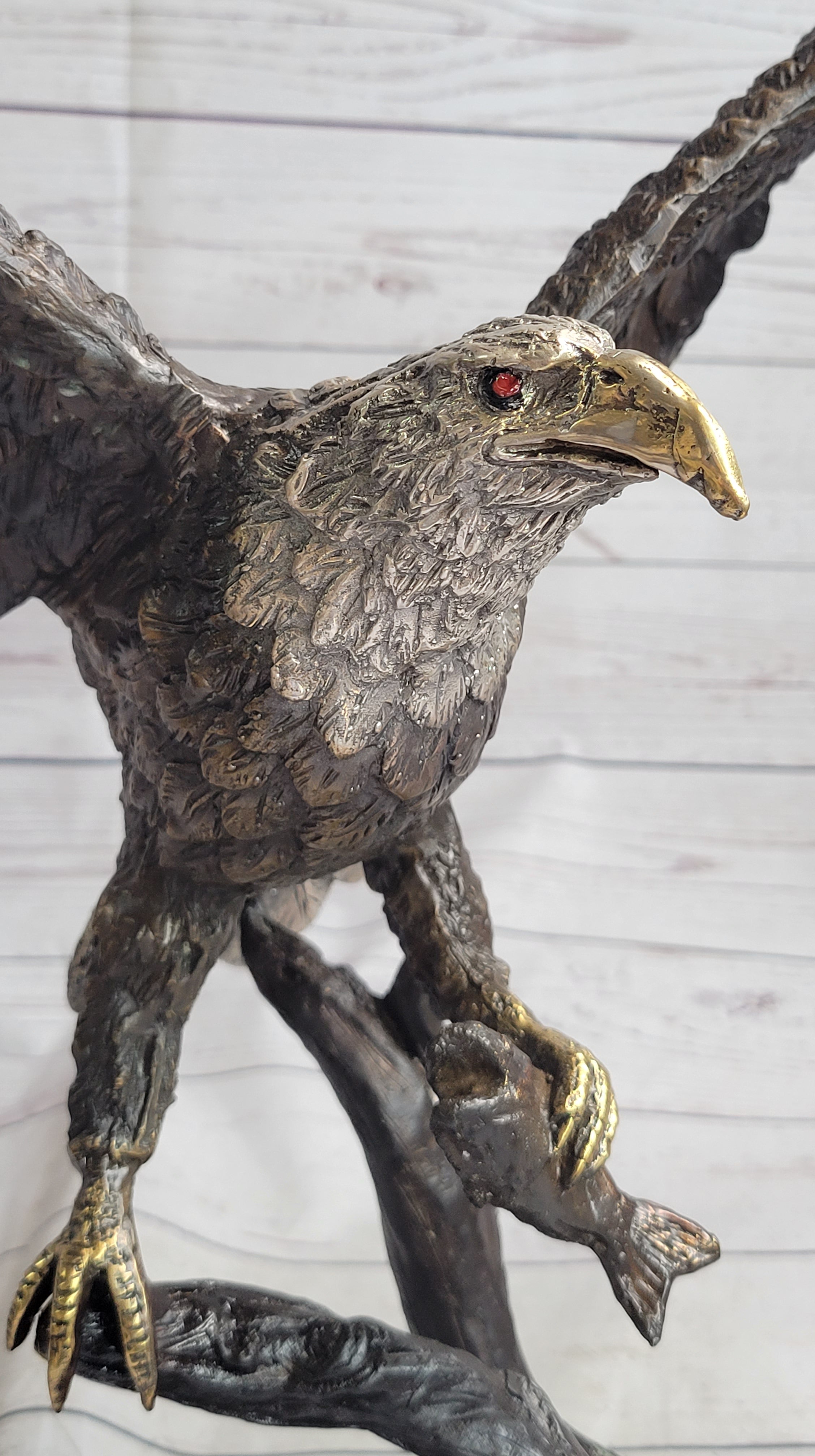 Landing Eagle Bronze Metal Statue Sculpture Indoor Outdoor 23" x 18"