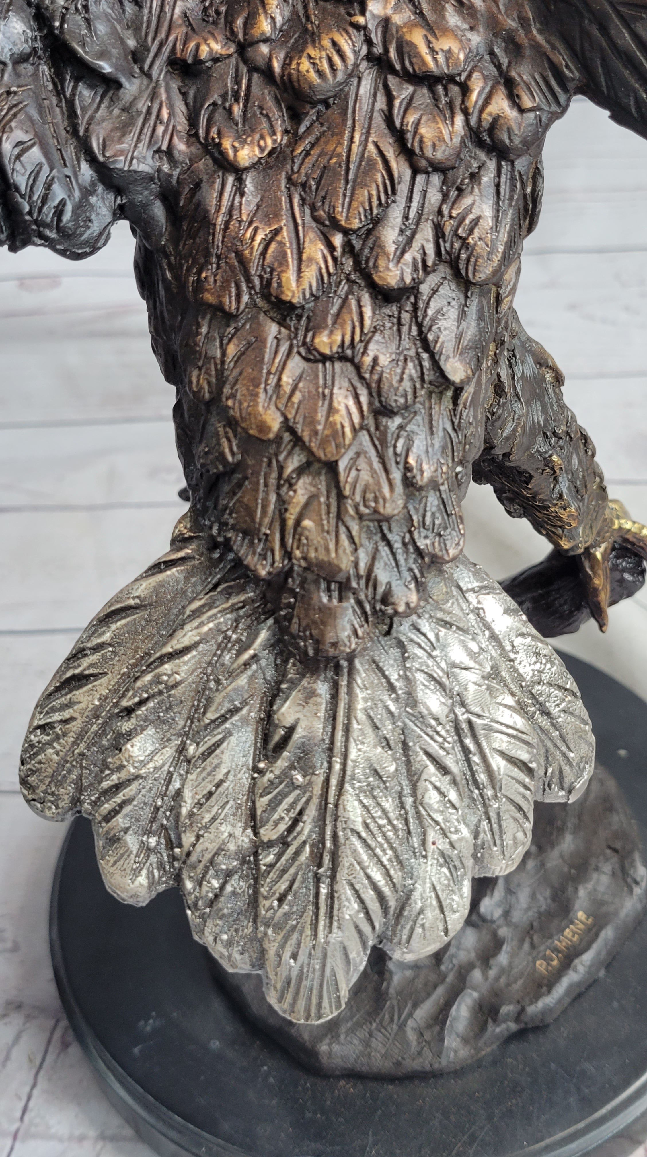 Landing Eagle Bronze Metal Statue Sculpture Indoor Outdoor 23" x 18"