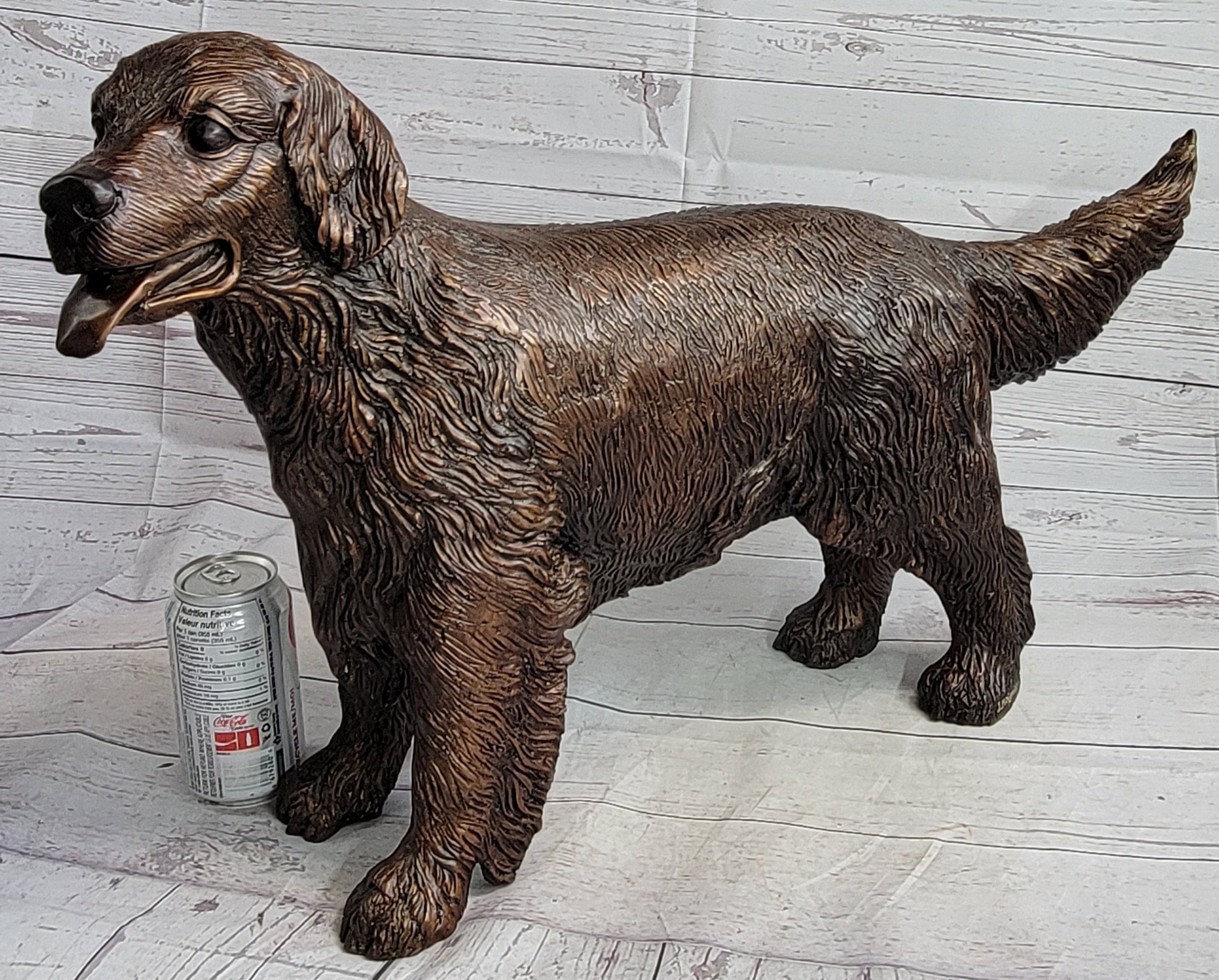 Golden Retriever Puppy Dog Bronze Metal Life Size Statue Sculpture 26" x 17"
