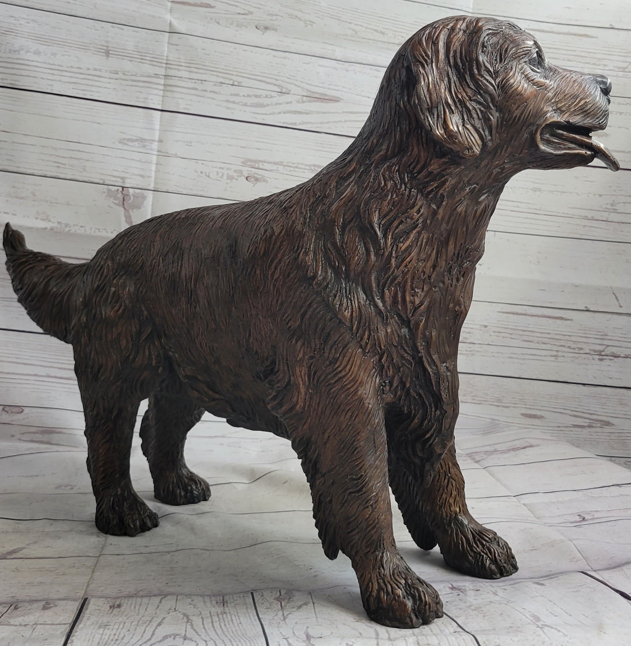 Golden Retriever Puppy Dog Bronze Metal Life Size Statue Sculpture 26" x 17"