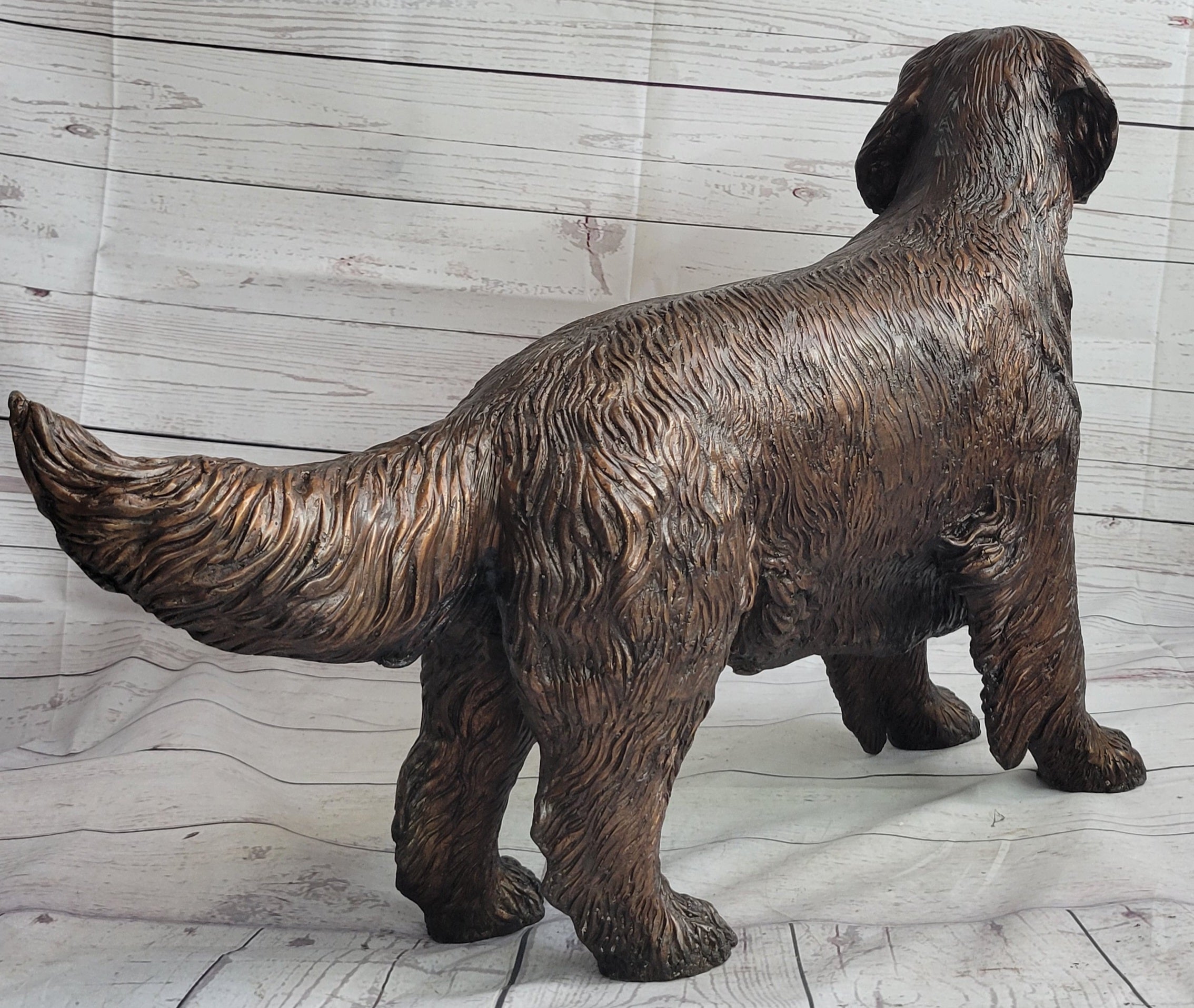 Golden Retriever Puppy Dog Bronze Metal Life Size Statue Sculpture 26" x 17"