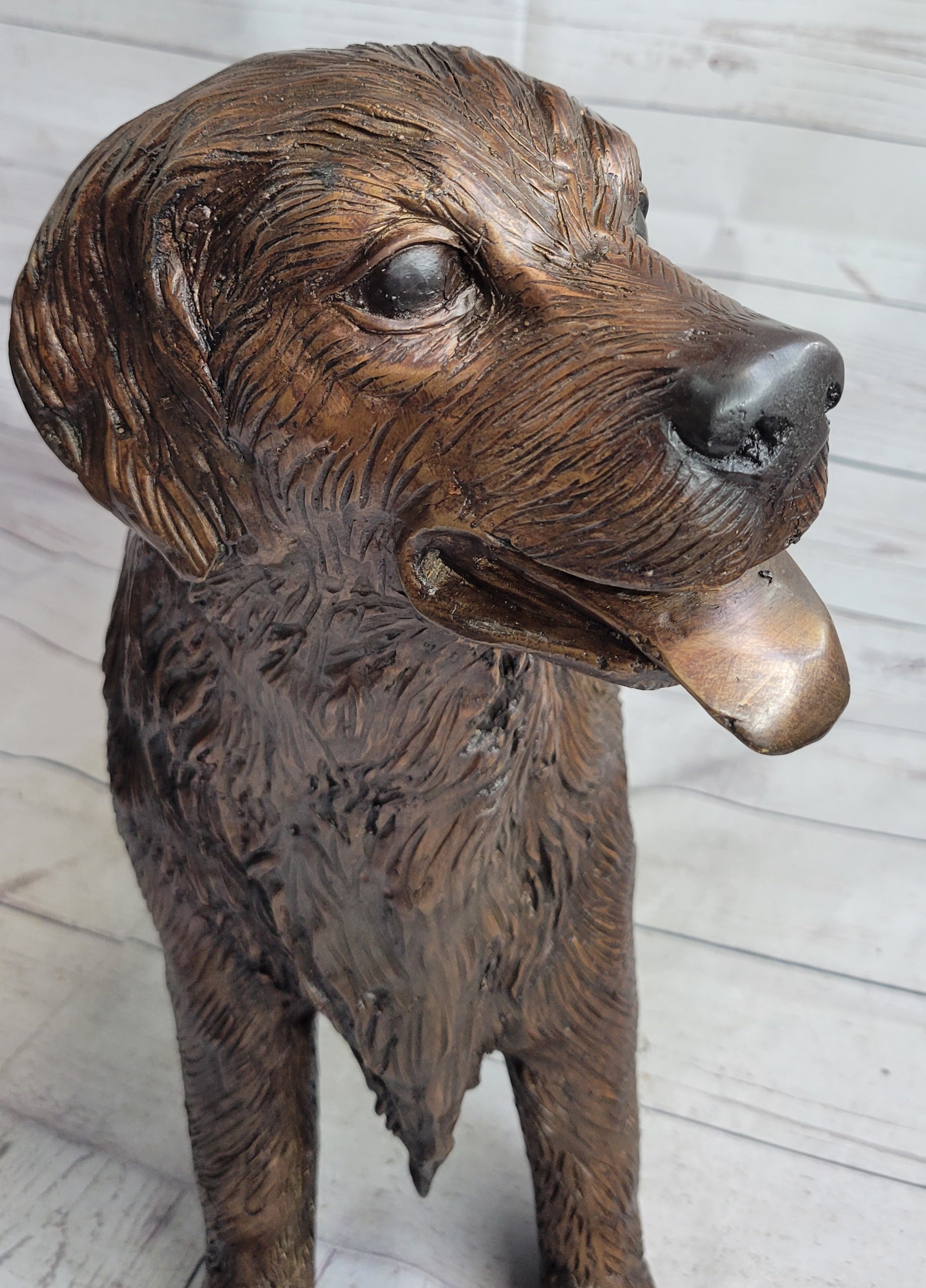 Golden Retriever Puppy Dog Bronze Metal Life Size Statue Sculpture 26" x 17"