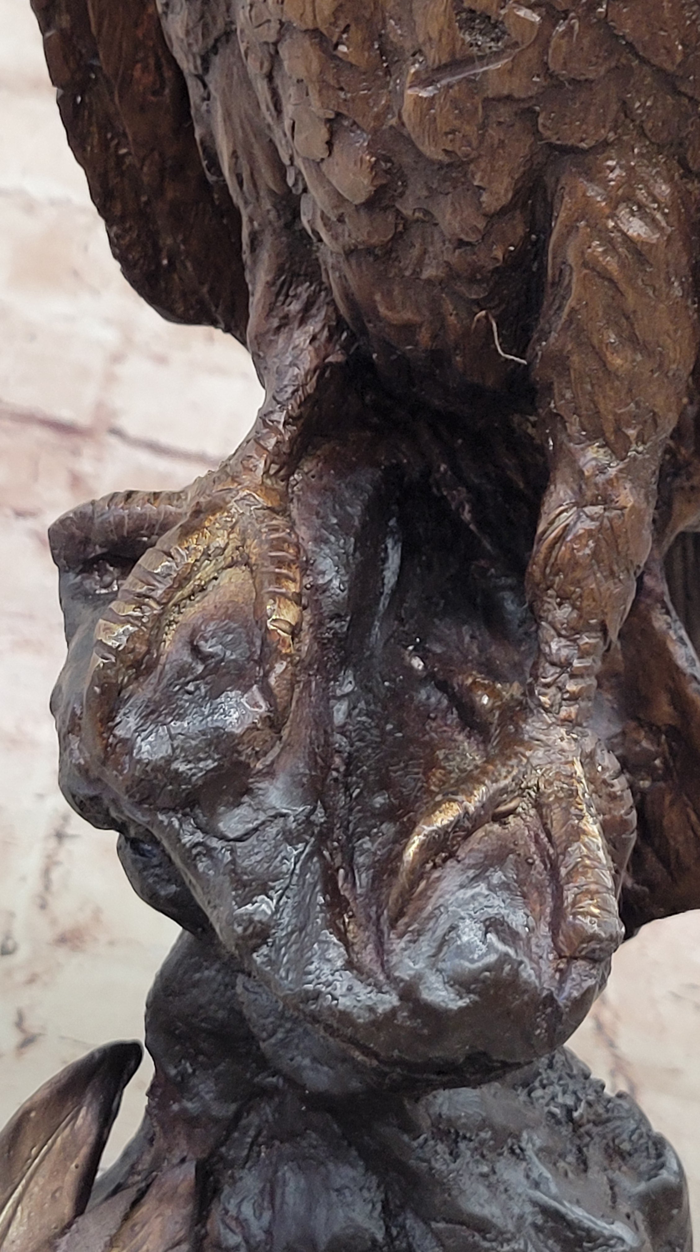 Two Tone American Bald Eagle Bronze Statue Sculpture Figure Marble Base 18" x 9"