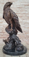 Two Tone American Bald Eagle Bronze Statue Sculpture Figure Marble Base 18" x 9"