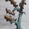 4 Fish Jumping Out of Water Bronze Metal Statue Sculpture Marine Decor 25" x 18"