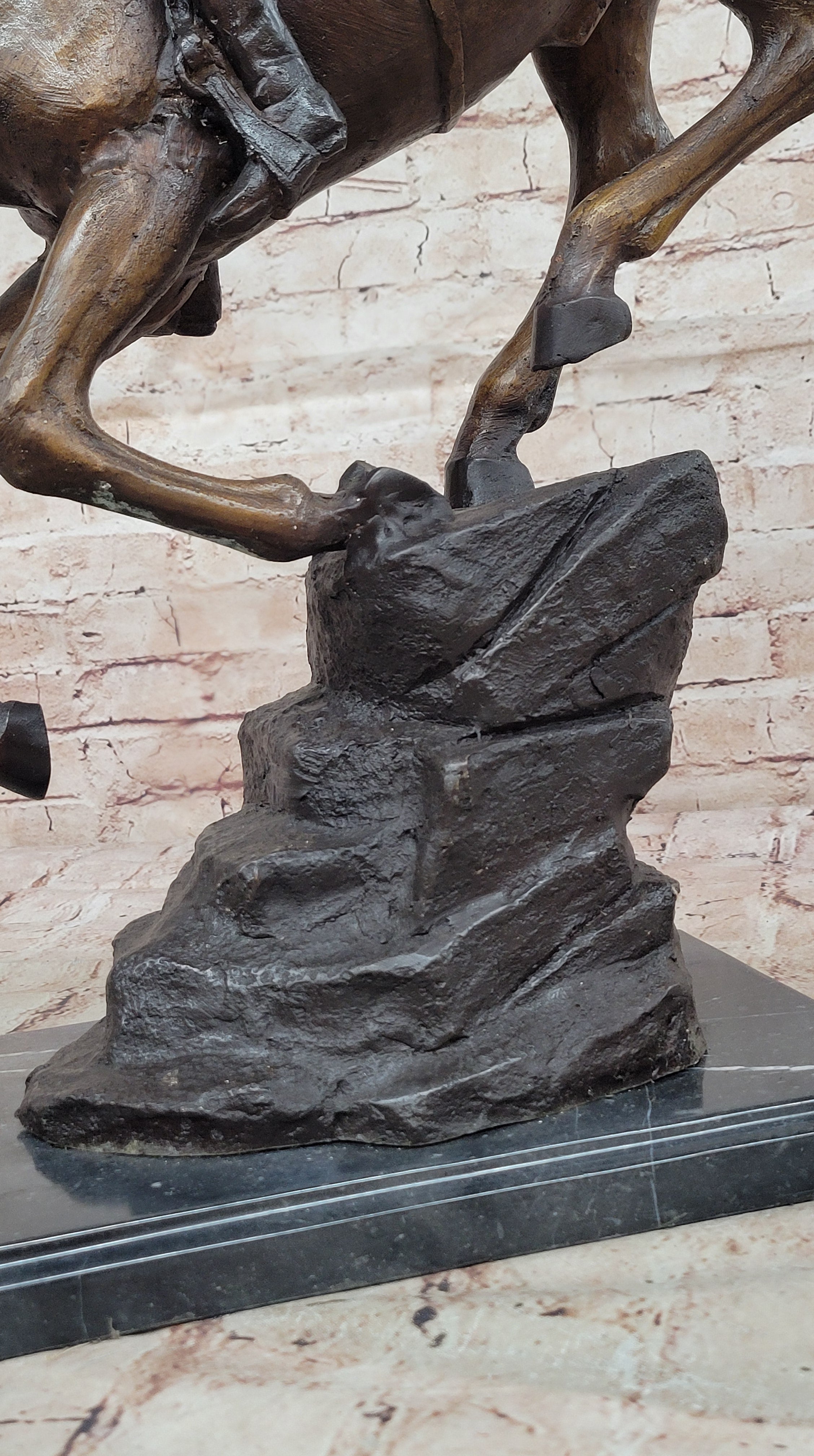 Down Hill by Frederic Remington - Western Americana Bronze Cowboy & Horse Sculpture