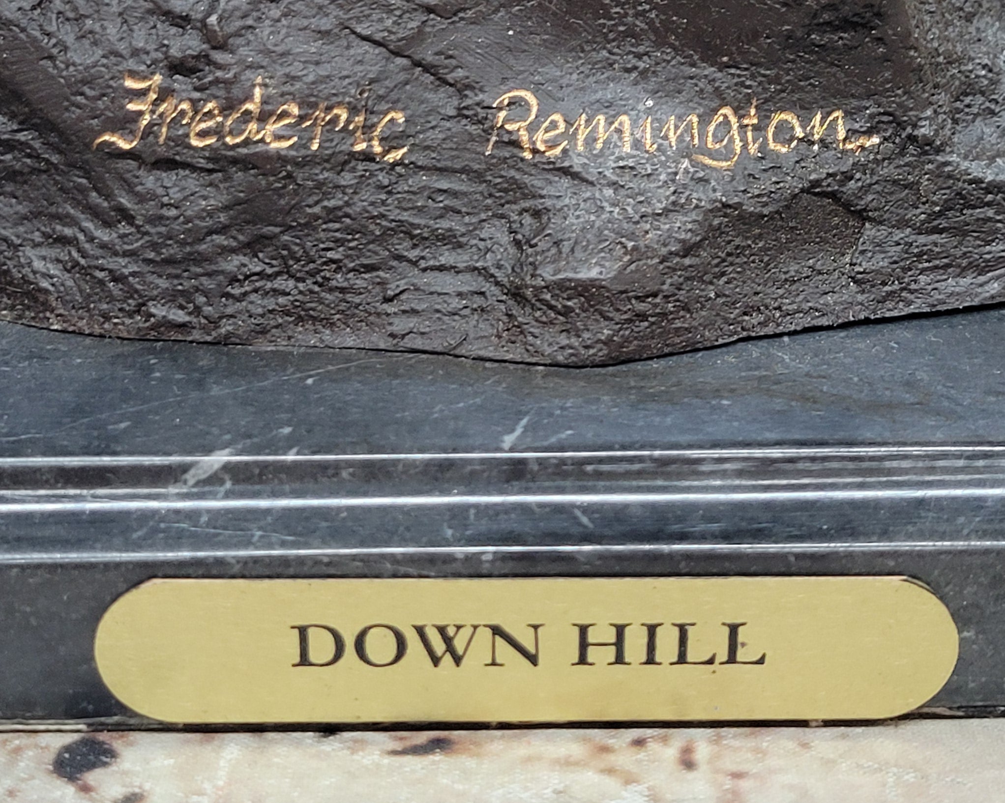Down Hill by Frederic Remington - Western Americana Bronze Cowboy & Horse Sculpture