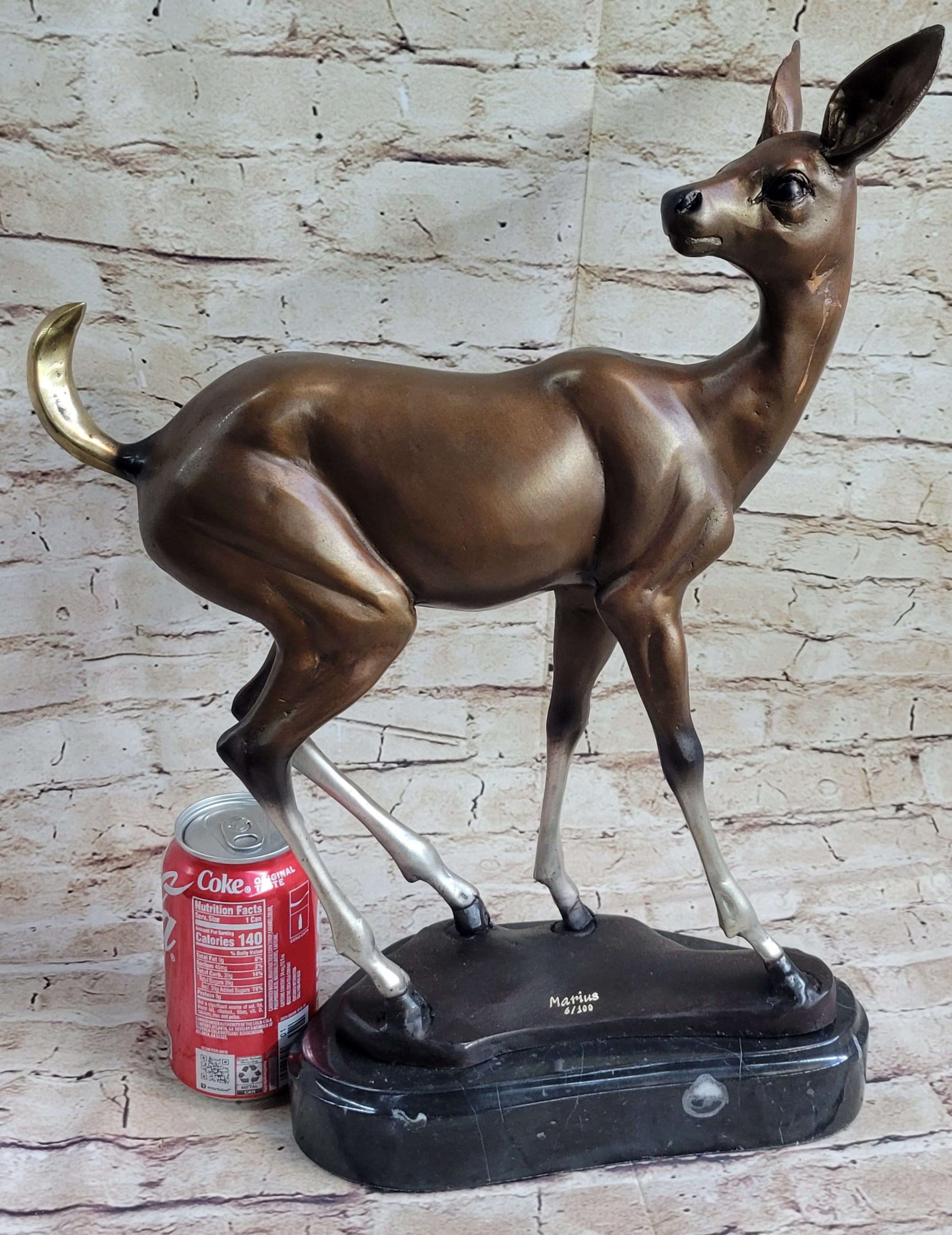Deer Doe Bronze Sculpture Statue Limited Edition Numbered Signed Art Decor