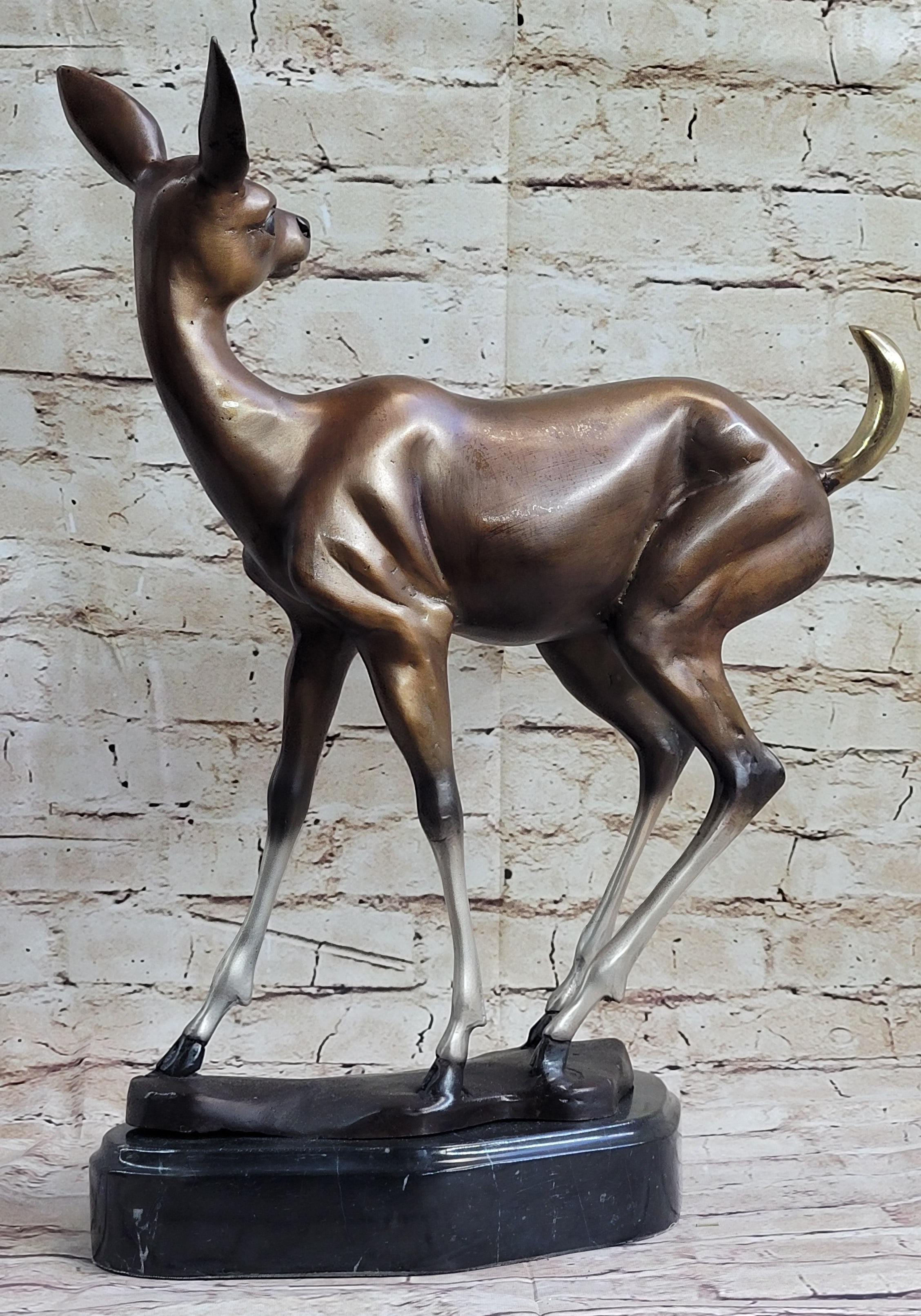 Deer Doe Bronze Sculpture Statue Limited Edition Numbered Signed Art Decor