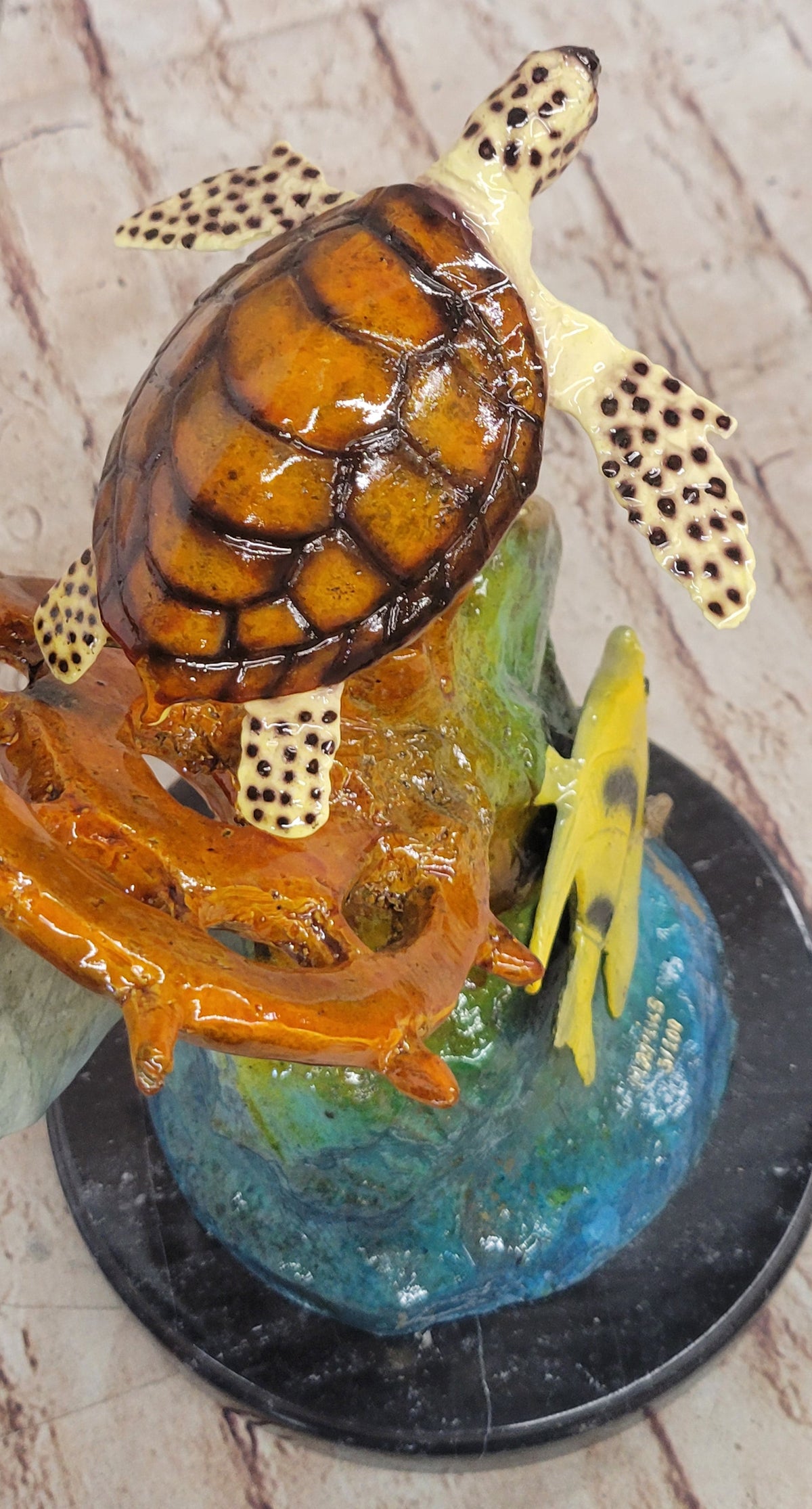 Bronze Dolphin Turtle Fish Sculpture Ocean Reef Decor