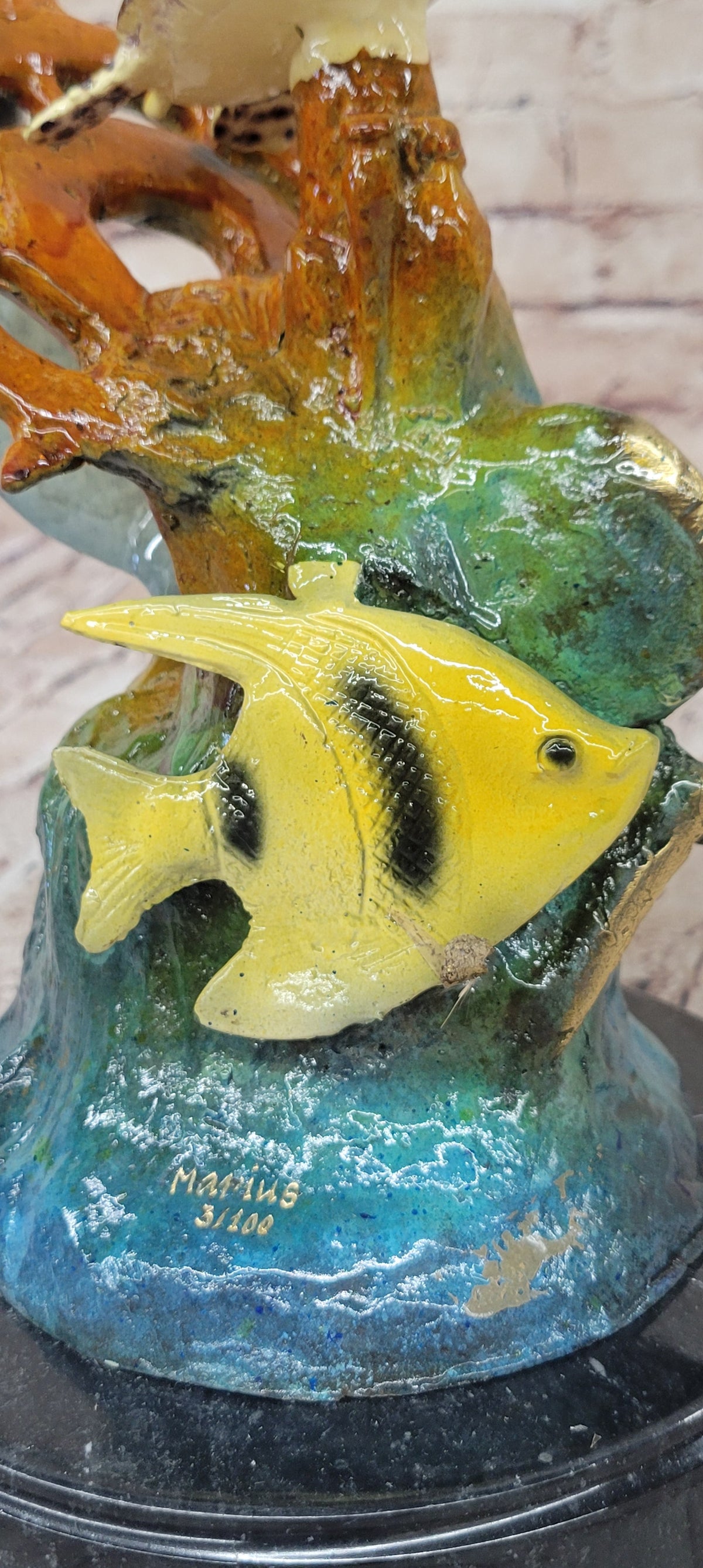 Bronze Dolphin Turtle Fish Sculpture Ocean Reef Decor