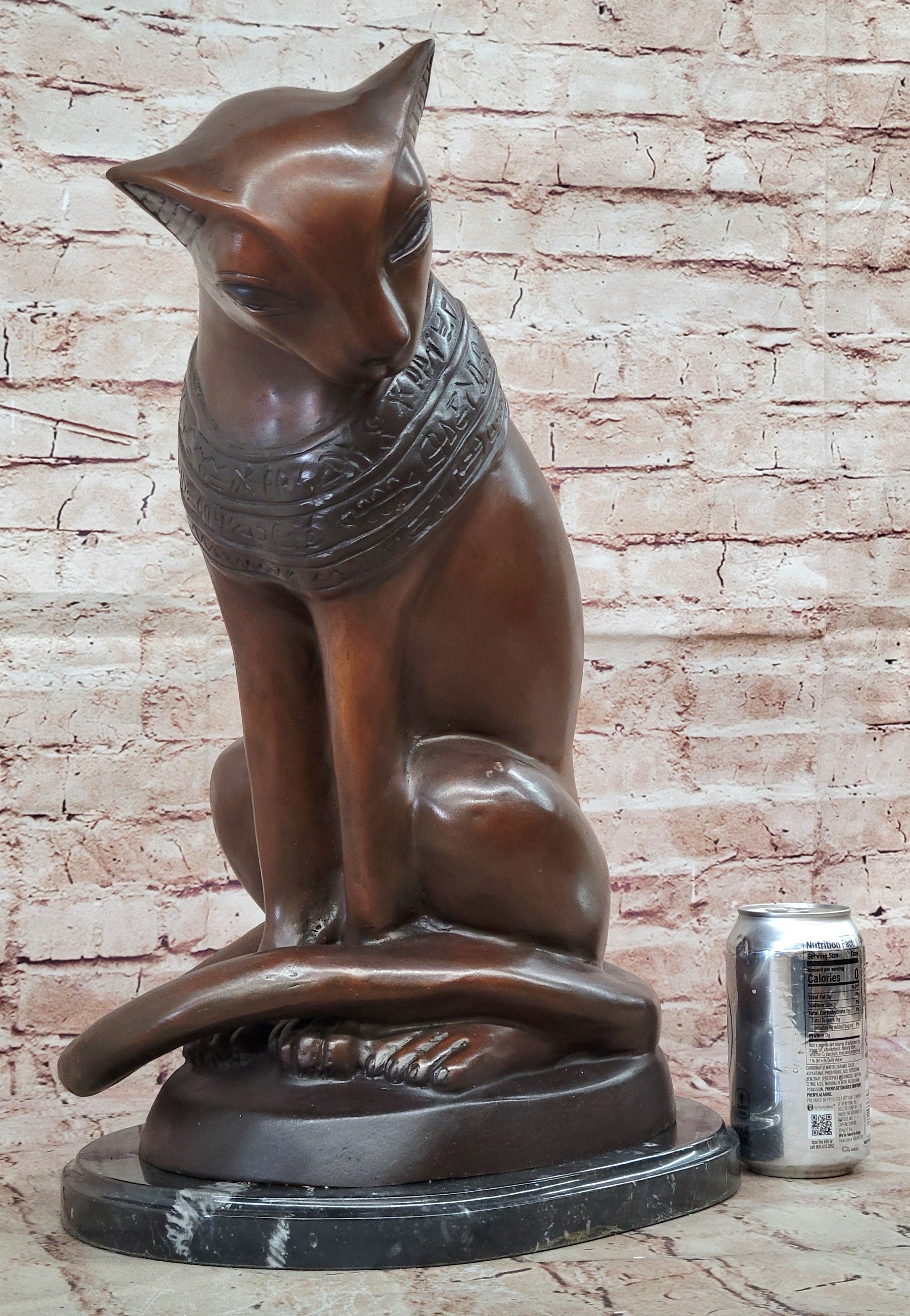Bastet Cat Feline Egyptian Goddess Bronze Metal Statue Sculpture 19" x 13"